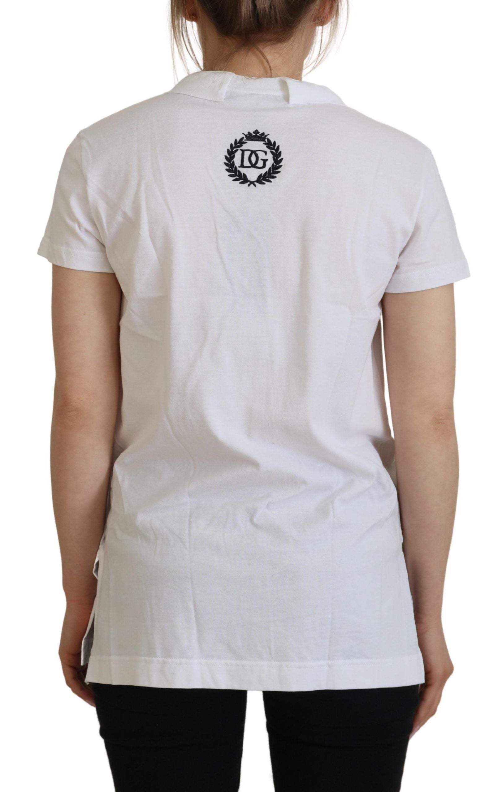 Dolce & Gabbana White Short Sleeve V-neck Cotton Top Blouse T-shirt Dolce & Gabbana