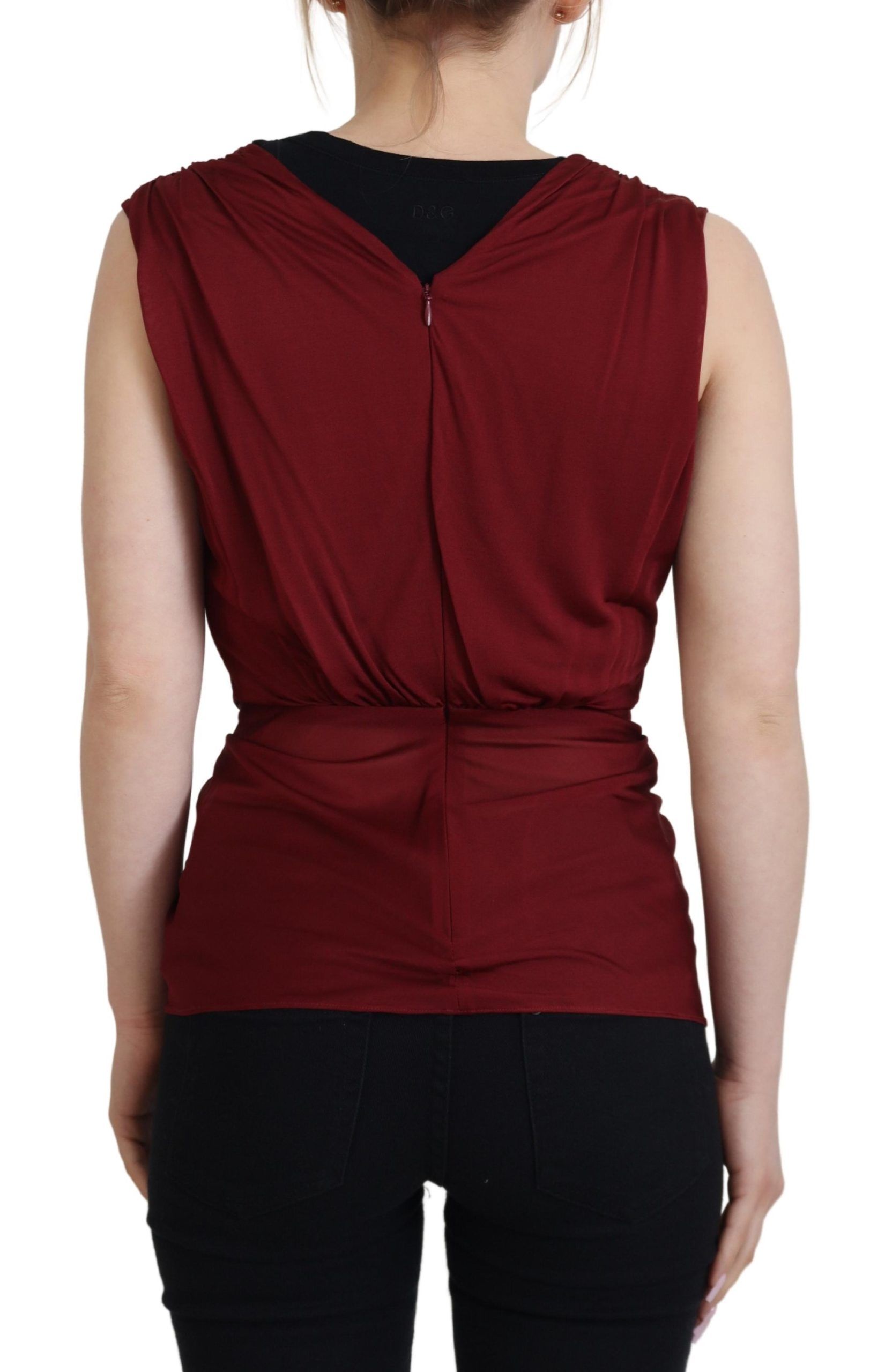 Dolce & Gabbana Bordeaux Silk Stretch Top Vest Blouse Dolce & Gabbana