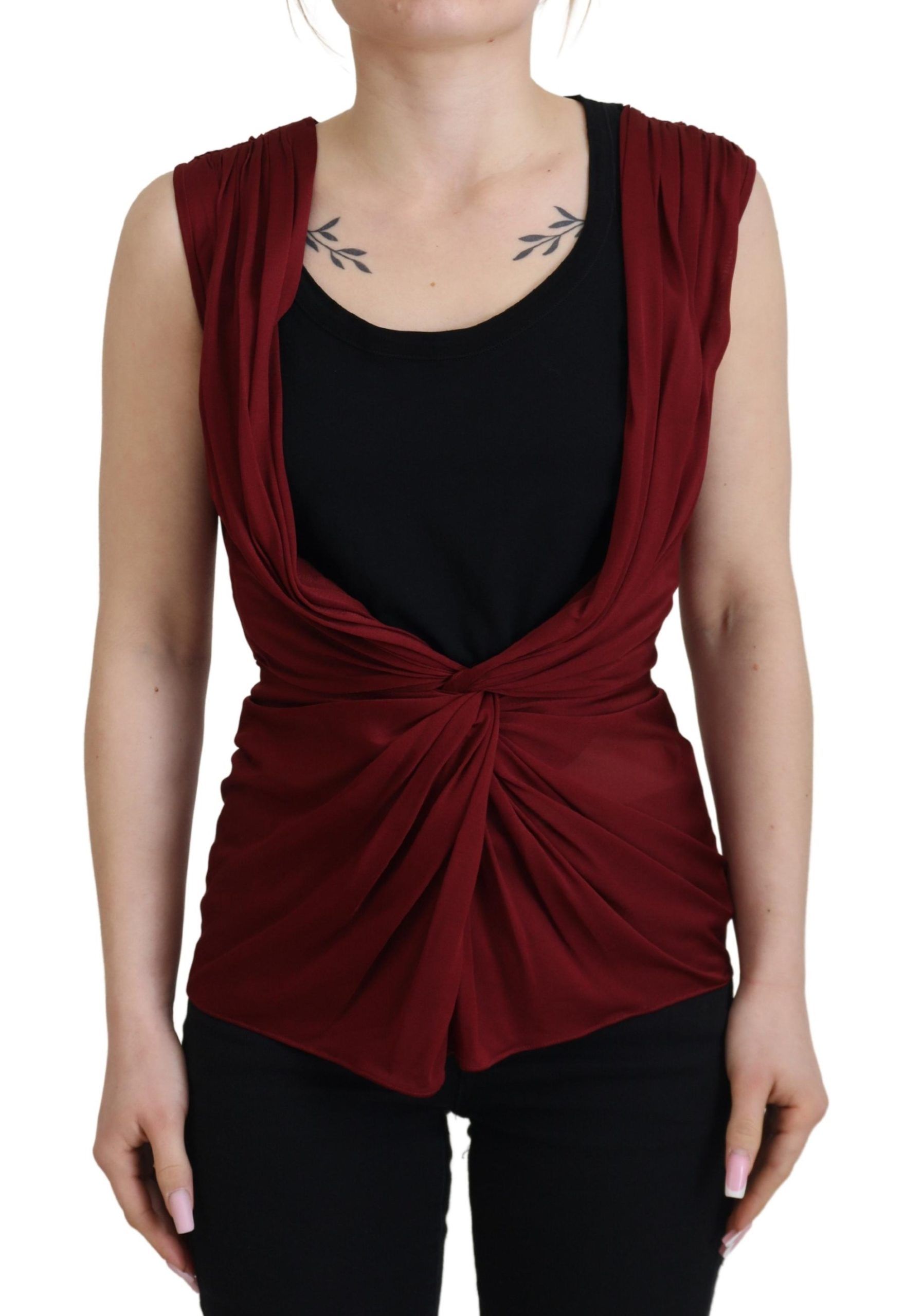 Dolce & Gabbana Bordeaux Silk Stretch Top Vest Blouse Dolce & Gabbana