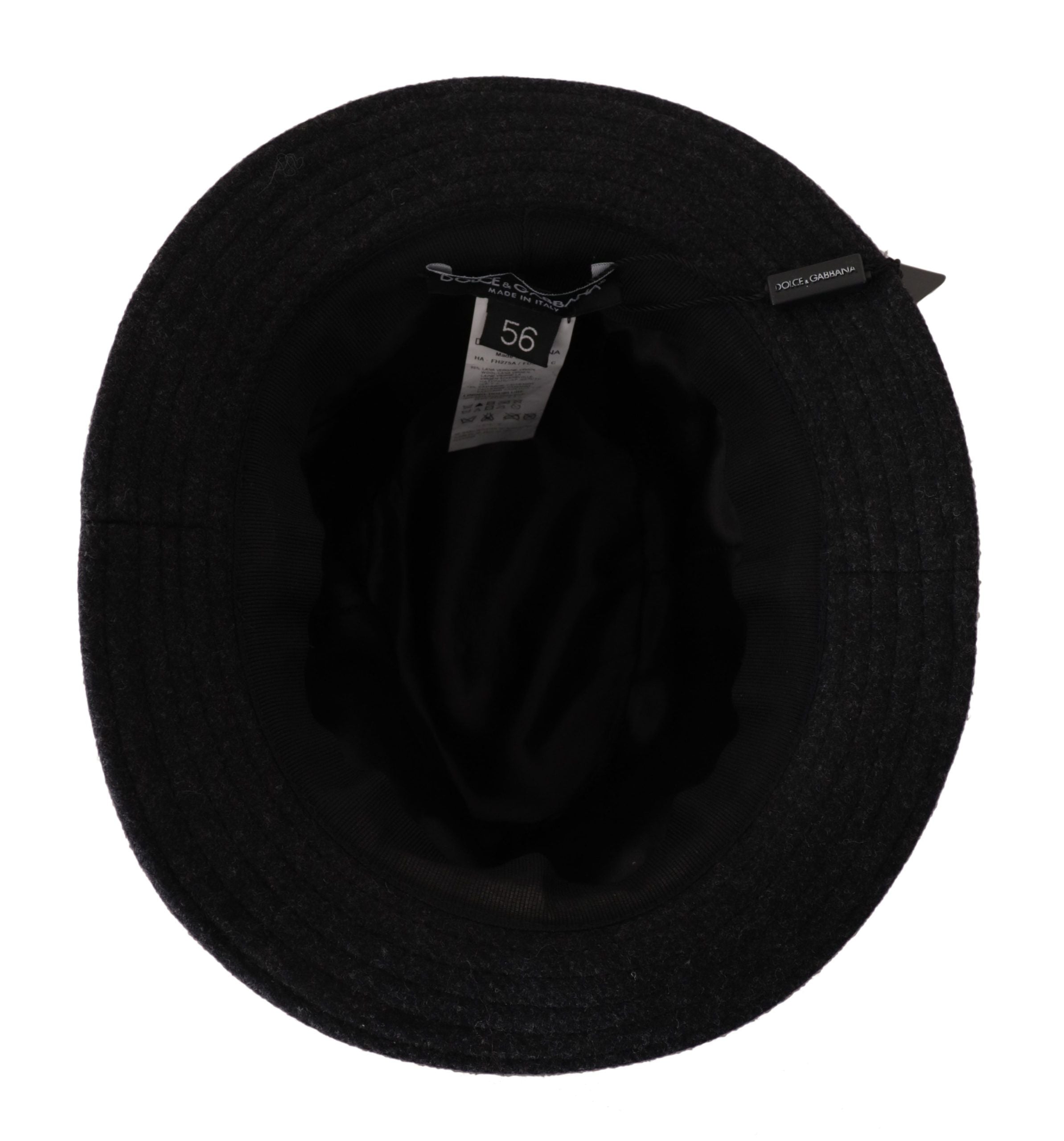 Dolce & Gabbana Gray Virgin Wool Logo Fedora Trilby Cappello Hat Dolce & Gabbana