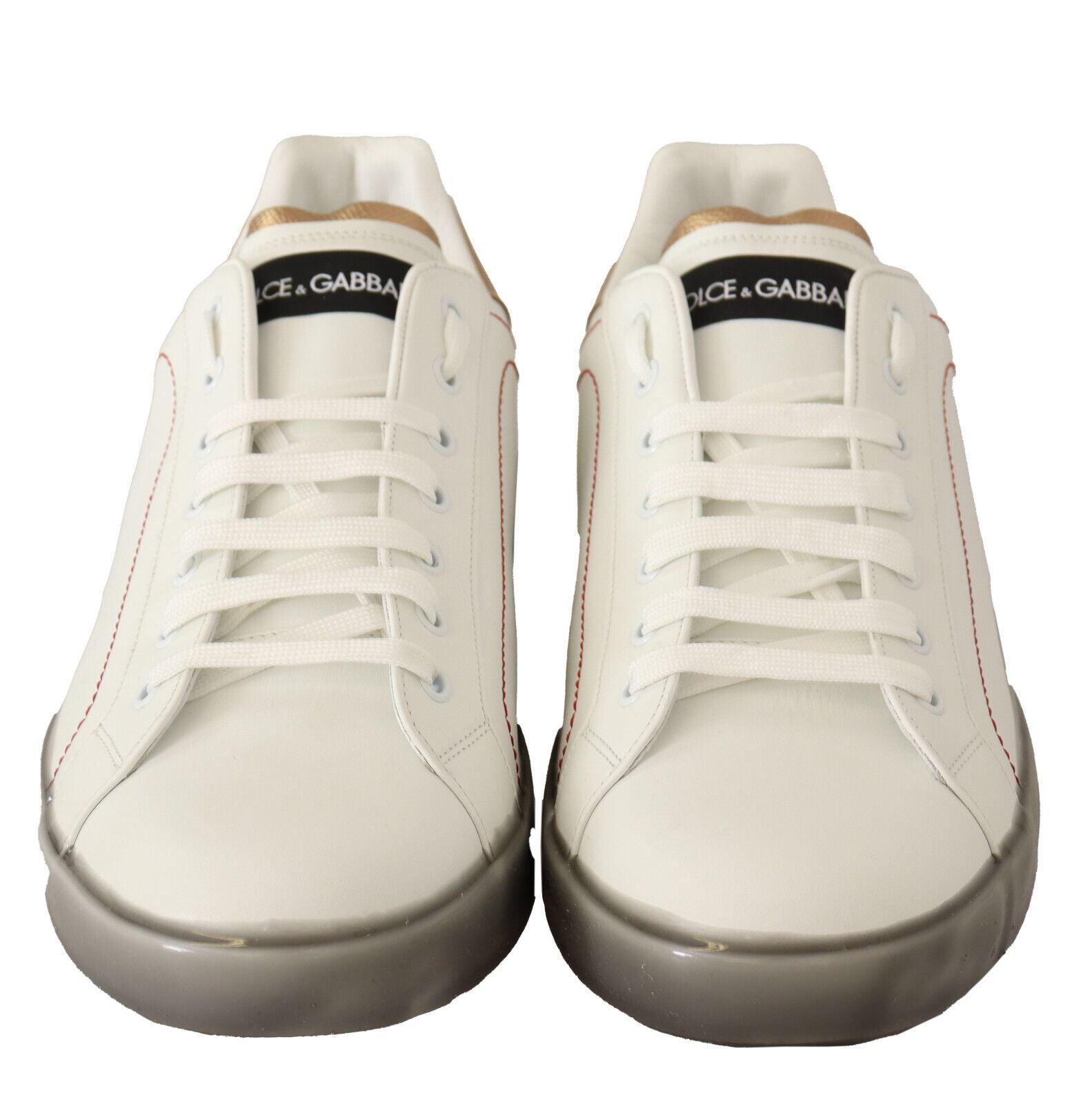 Dolce & Gabbana White Gold Leather Low Top Sneakers Casual Shoes Dolce & Gabbana