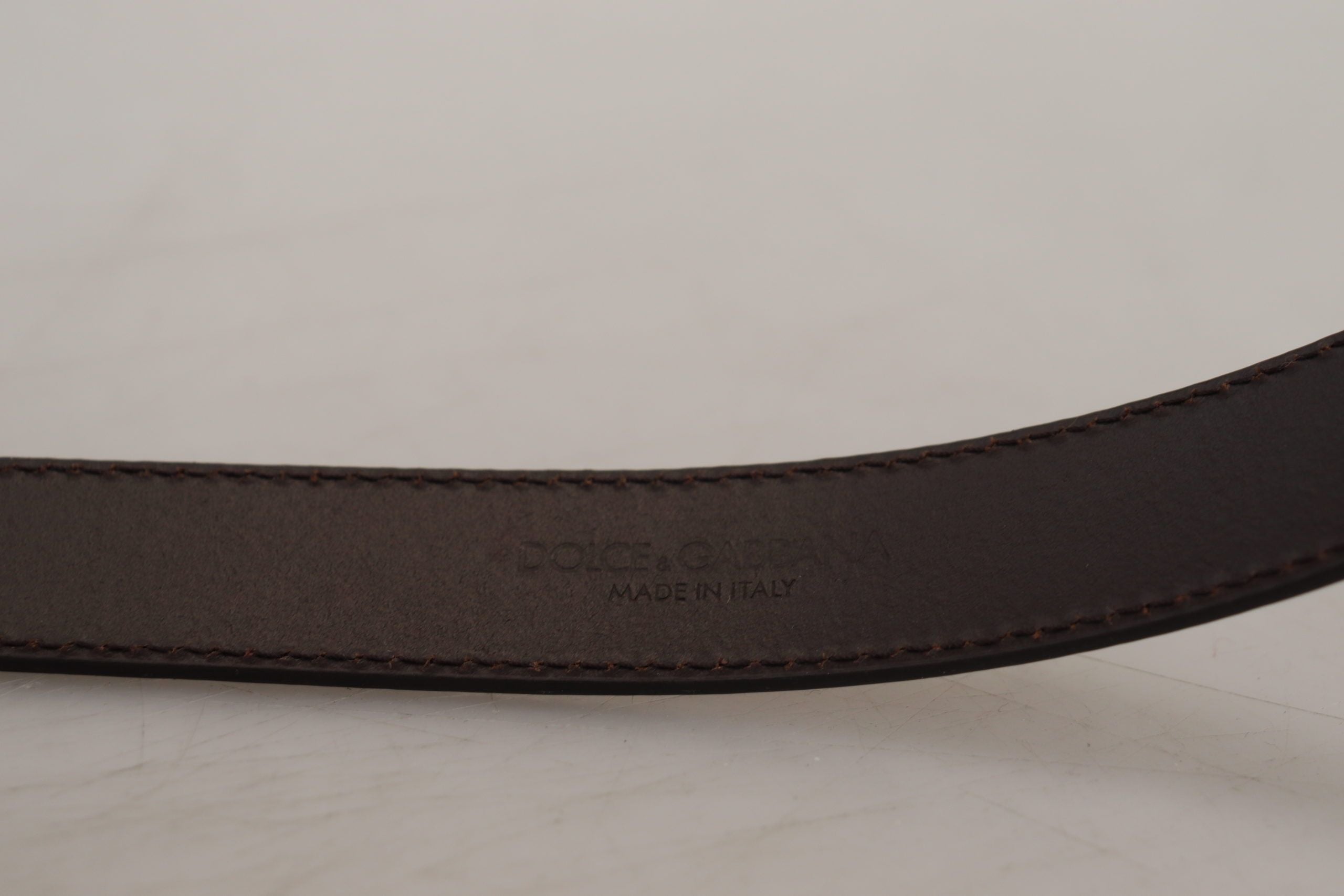Dolce & Gabbana Gold Leather Silver Square Metal Buckle Belt Dolce & Gabbana