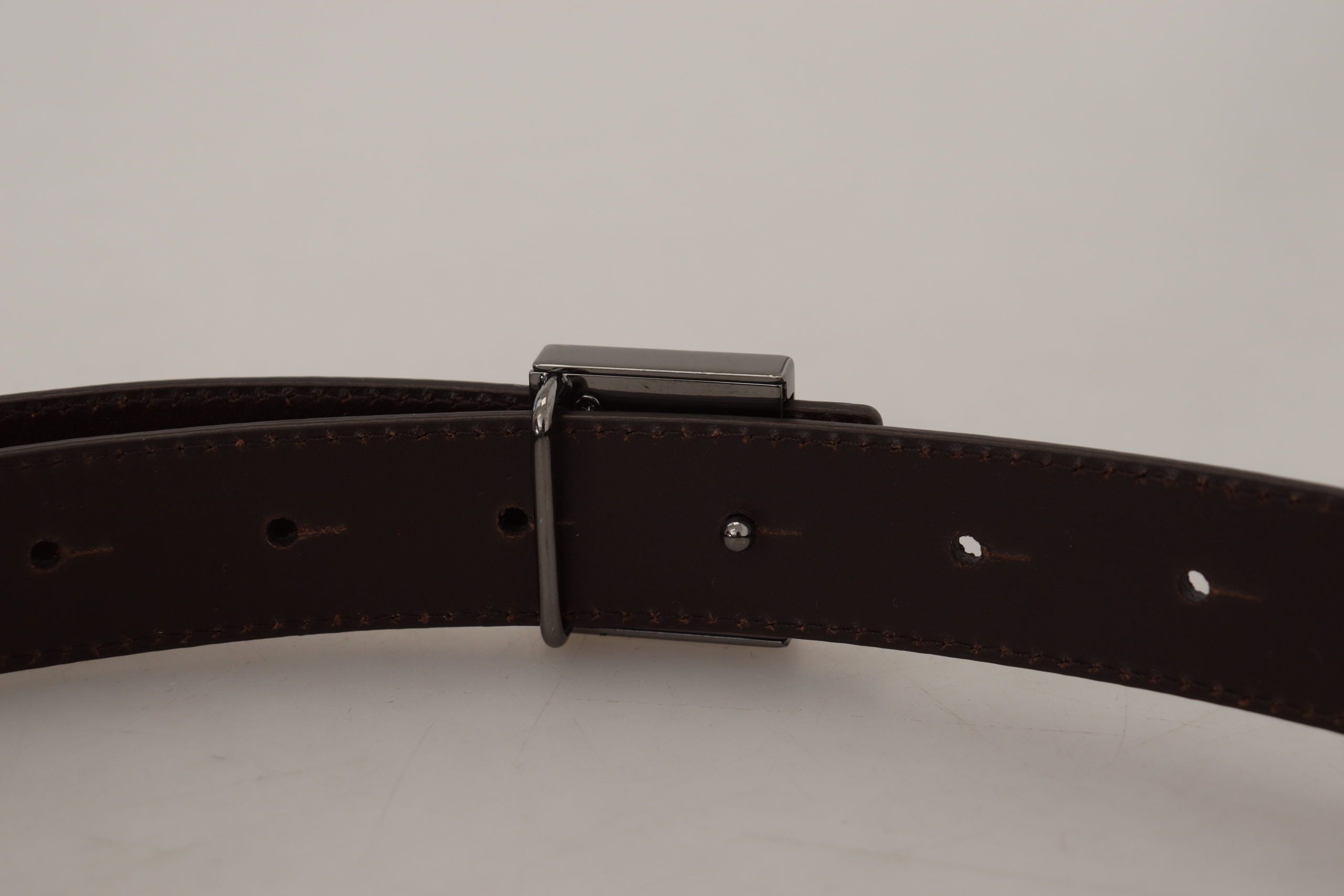 Dolce & Gabbana Gold Leather Silver Square Metal Buckle Belt Dolce & Gabbana
