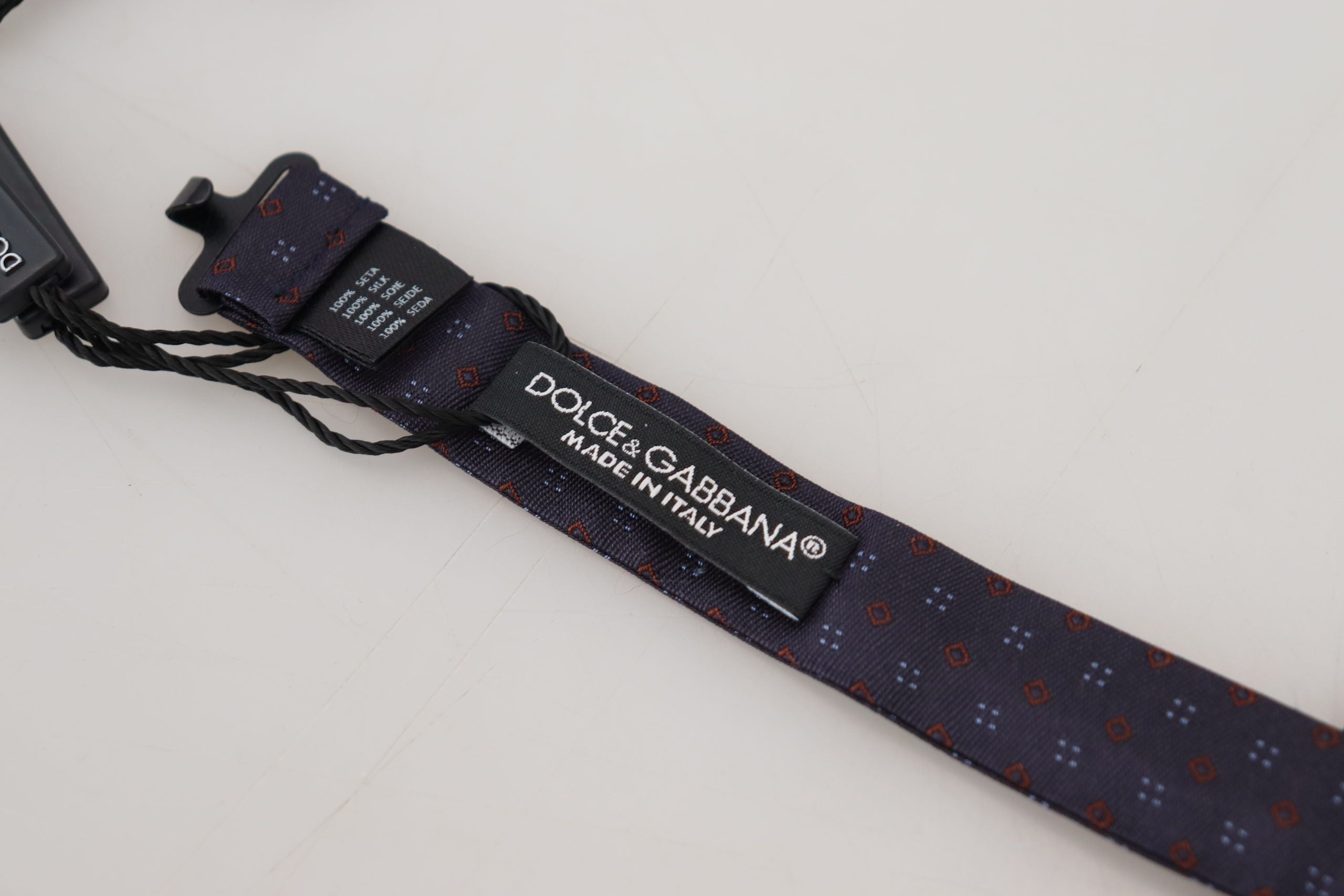 Dolce & Gabbana Blue Pattern Silk Adjustable Neck Papillon Bow Tie Dolce & Gabbana