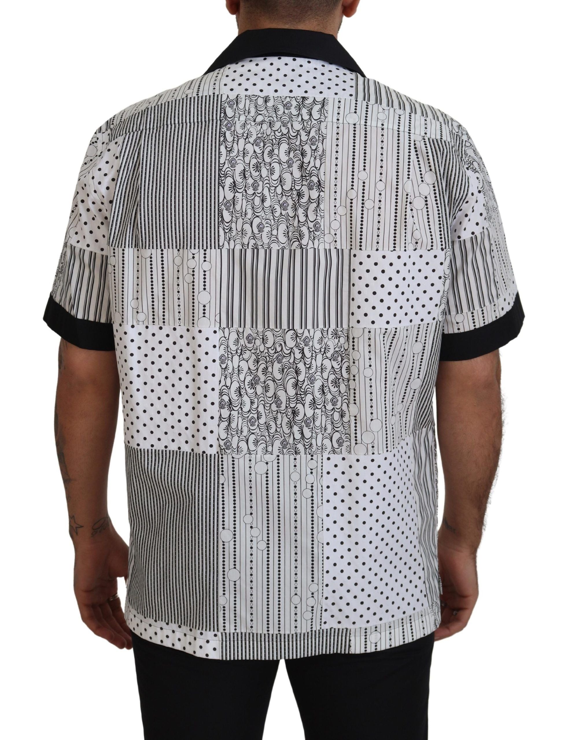Dolce & Gabbana White Black Patterned Button Down Shirt Dolce & Gabbana