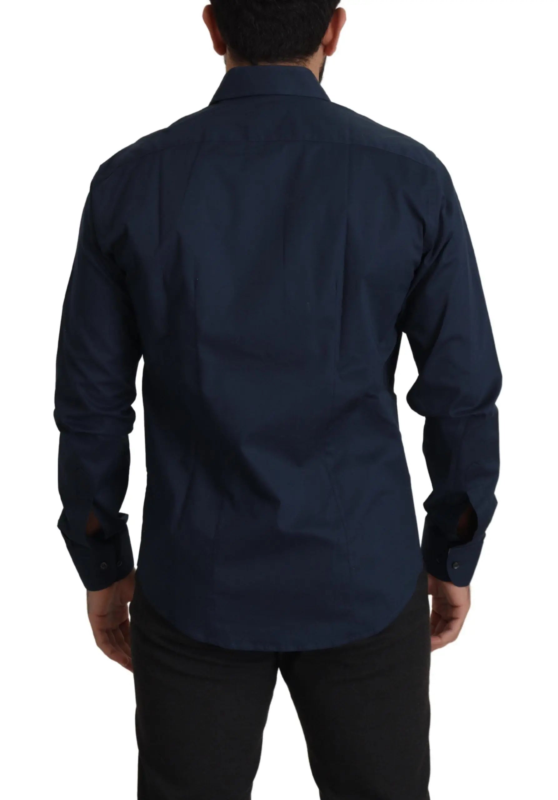 Roberto Cavalli Navy Blue Cotton Dress Formal Shirt Roberto Cavalli