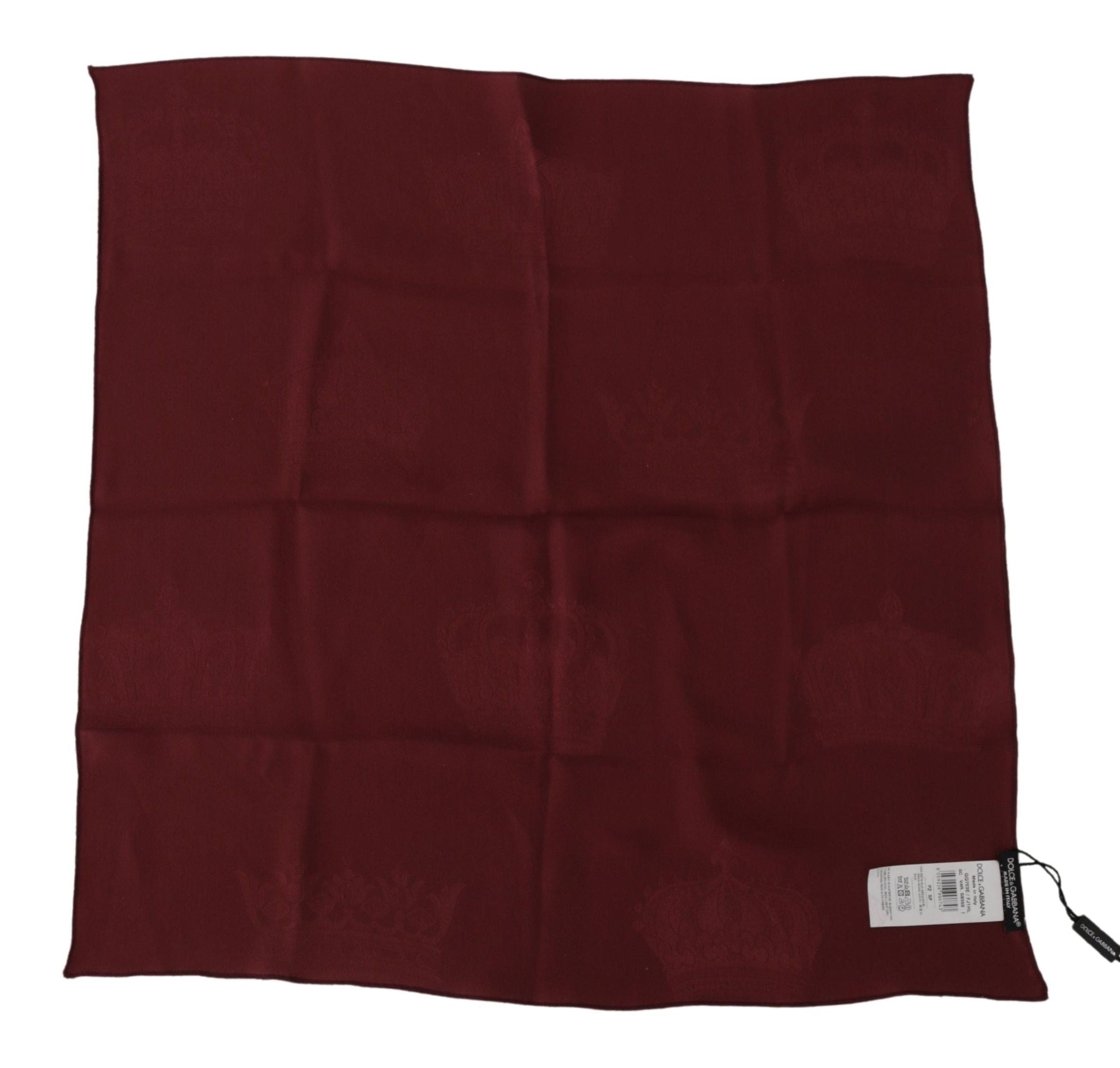 Dolce & Gabbana Maroon Silk Crown Square Wrap Handkerchief Scarf Dolce & Gabbana