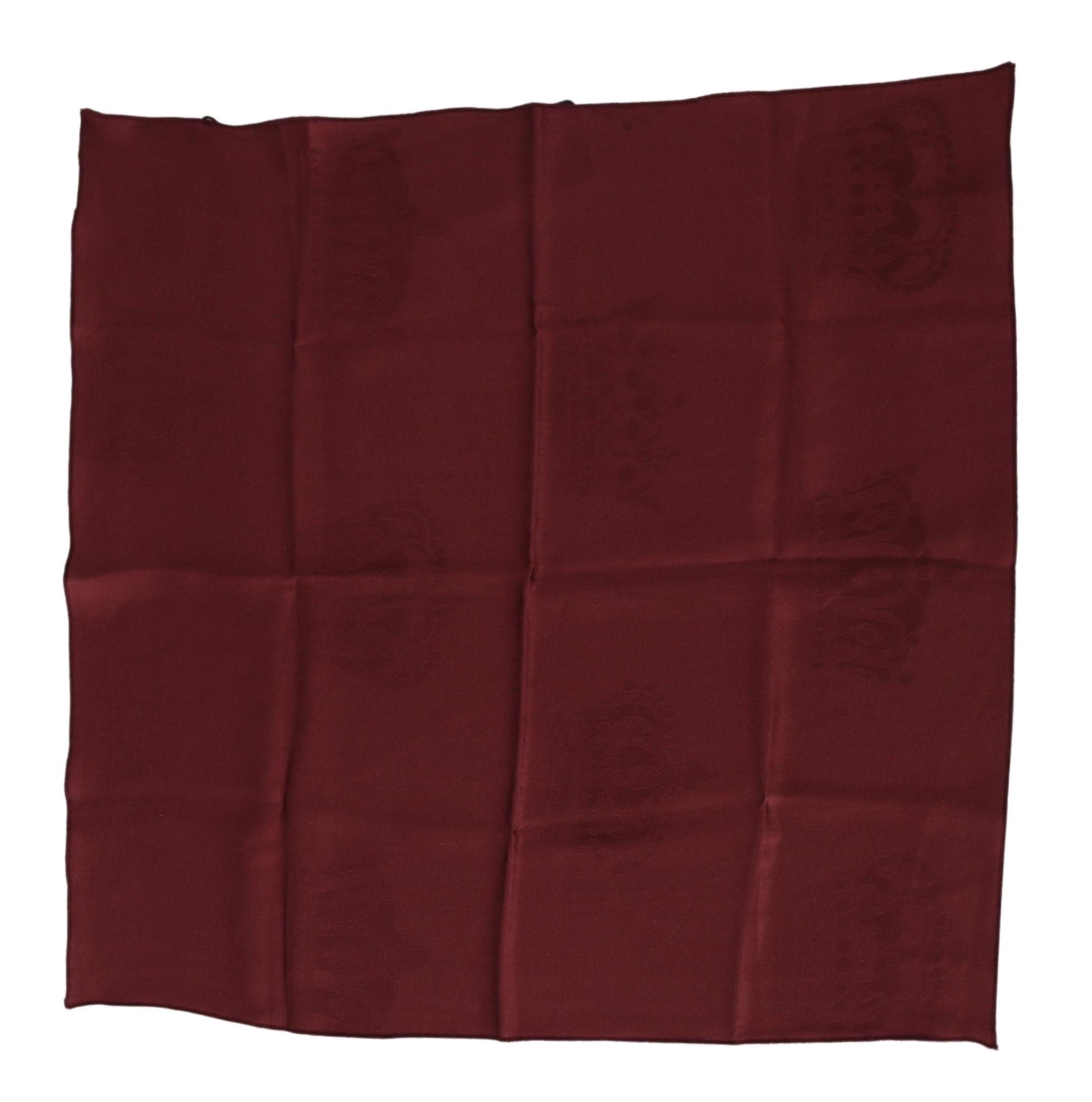 Dolce & Gabbana Maroon Silk Crown Square Wrap Handkerchief Scarf Dolce & Gabbana