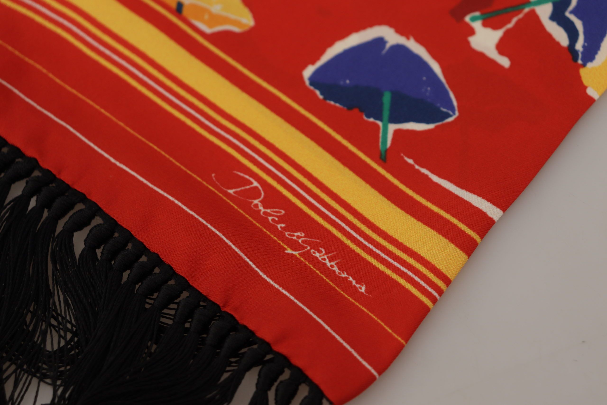 Dolce & Gabbana Multicolor DG Umbrellas Print Shawl Fringe Scarf Dolce & Gabbana