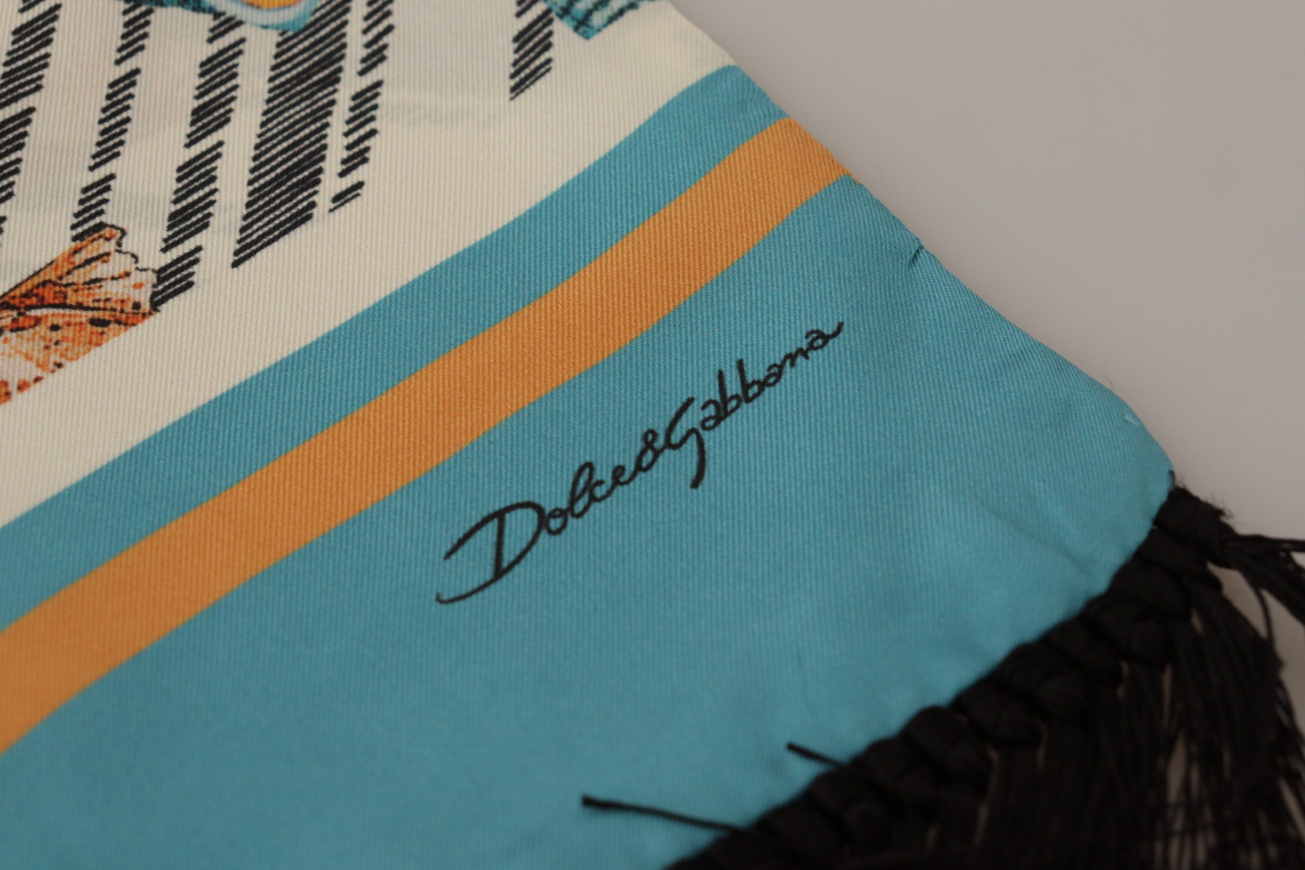 Dolce & Gabbana Multicolor Seashells DG Print Silk Shawl Fringe Scarf Dolce & Gabbana