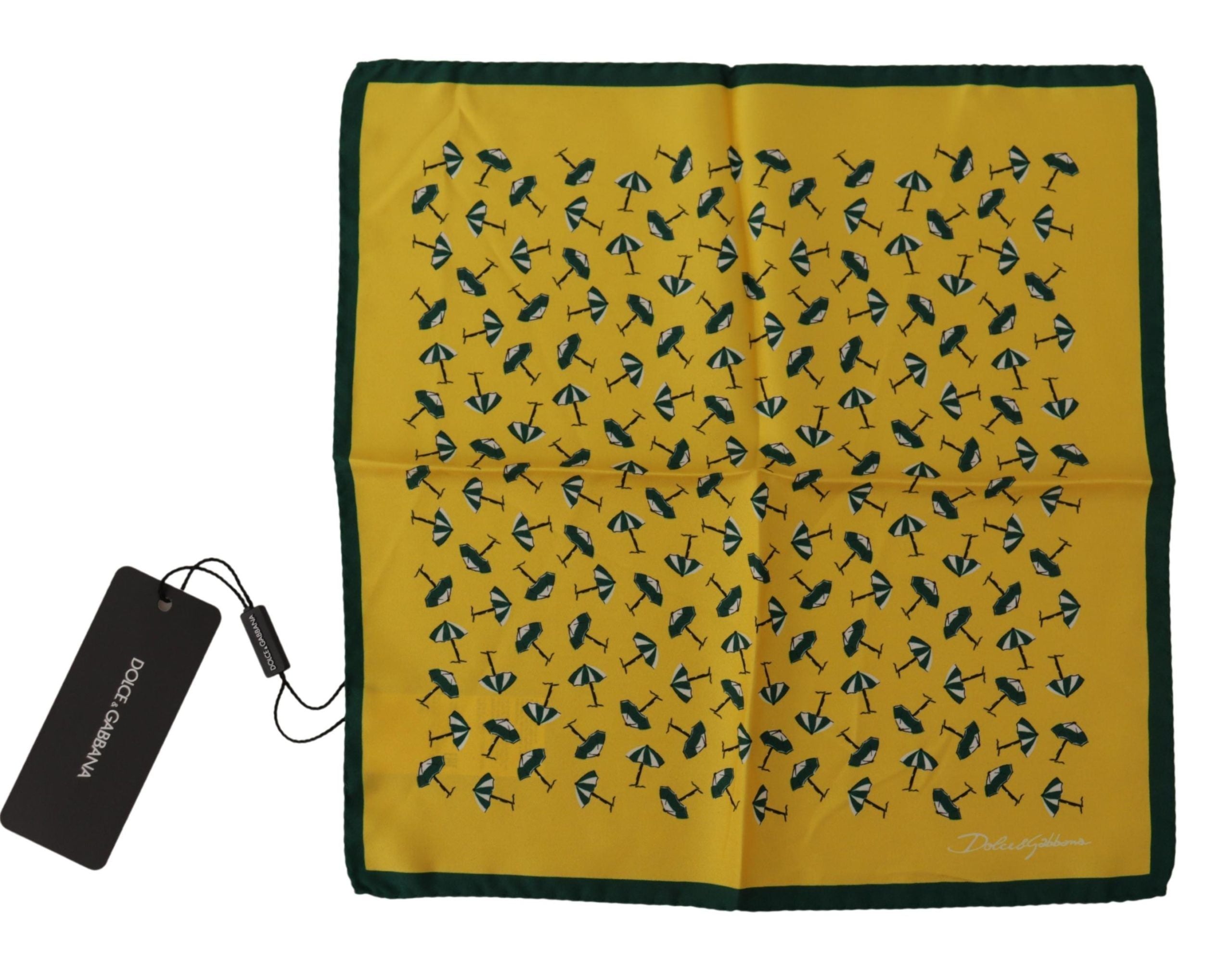 Dolce & Gabbana Yellow Printed DG Logo Square Mens Handkerchief Scarf Dolce & Gabbana