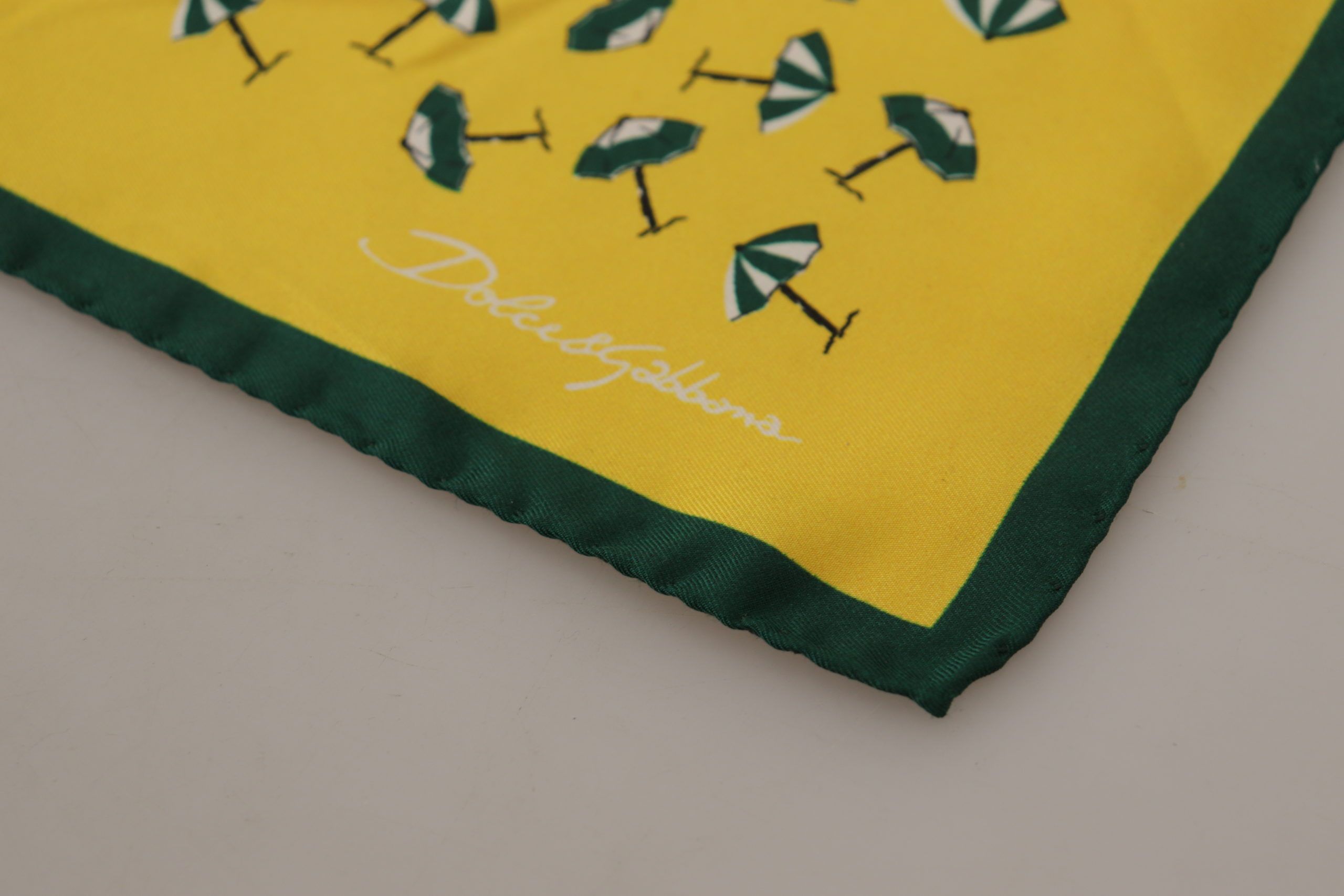 Dolce & Gabbana Yellow Printed DG Logo Square Mens Handkerchief Scarf Dolce & Gabbana