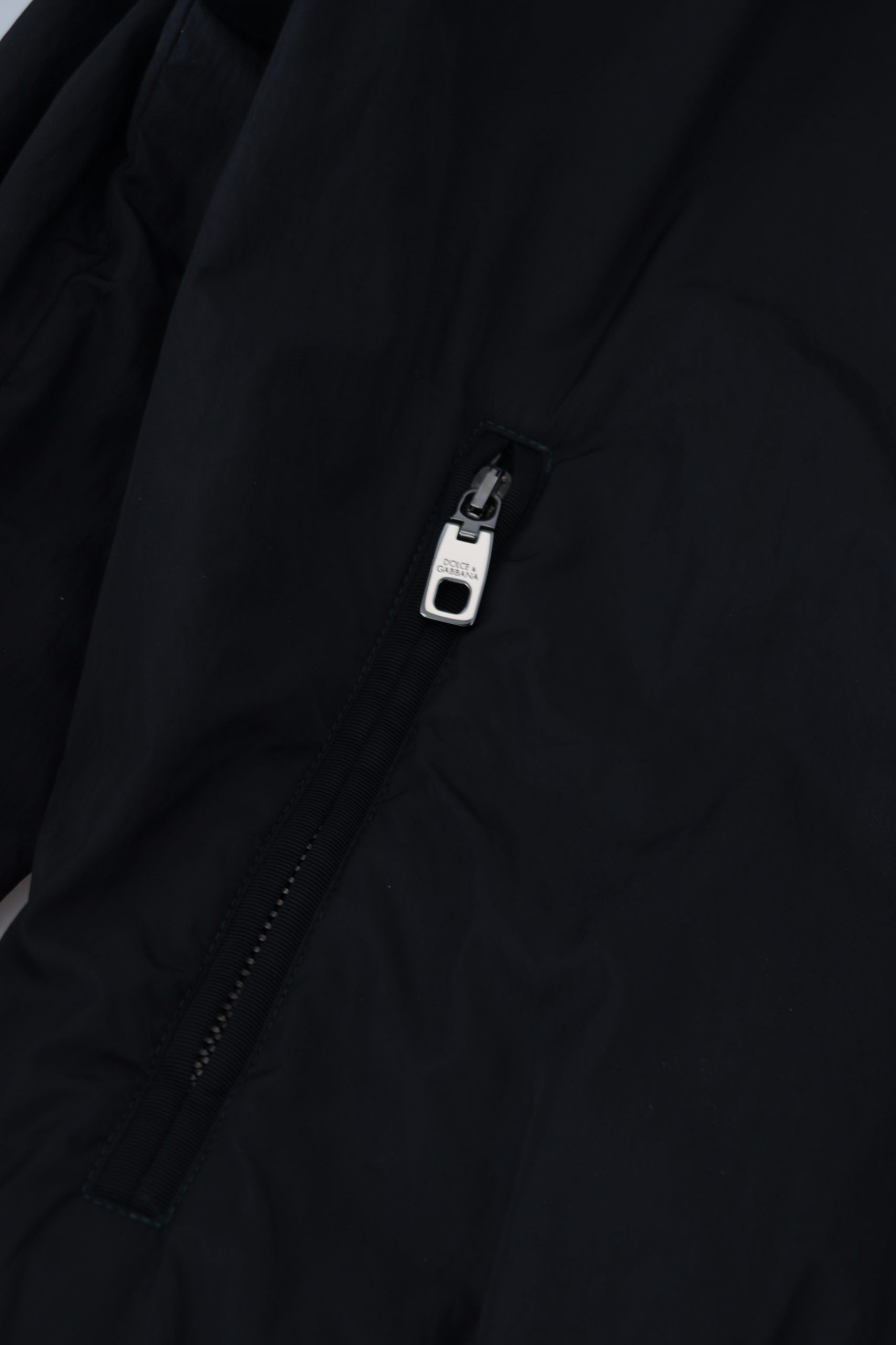 Dolce & Gabbana Black Nylon Logo Bomber Zipper Jacket Dolce & Gabbana