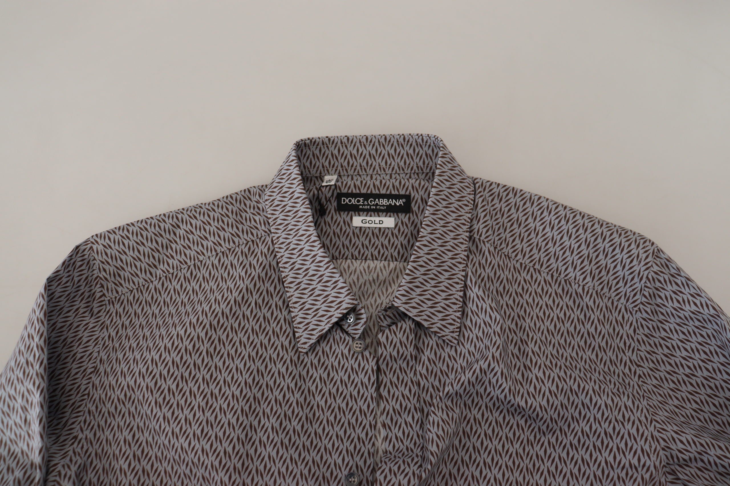 Dolce & Gabbana Gray Brown GOLD Slim Fit Dress Formal Shirt Dolce & Gabbana