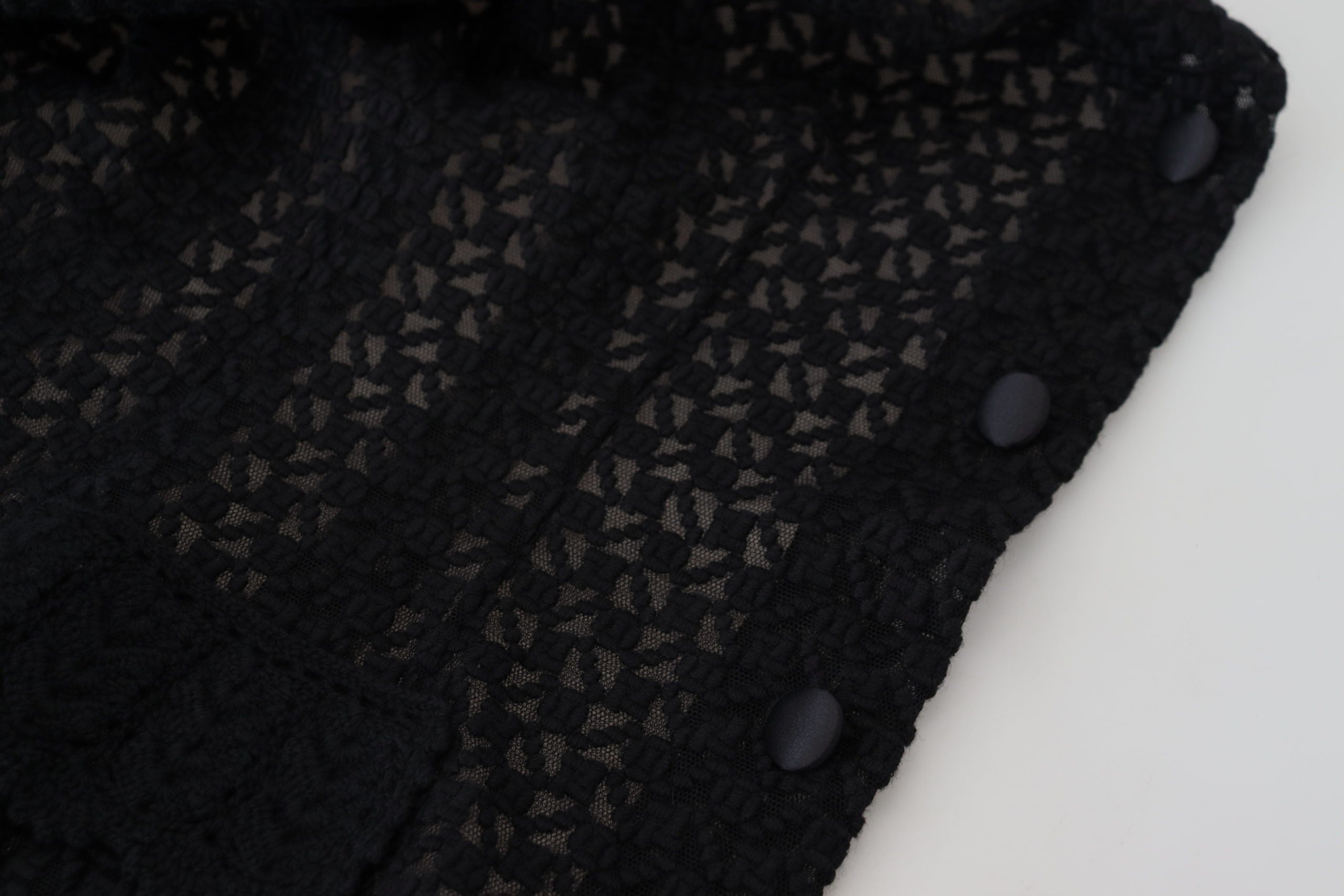 Dolce & Gabbana Black Wool Knitted Button Down Collar Jacket Dolce & Gabbana