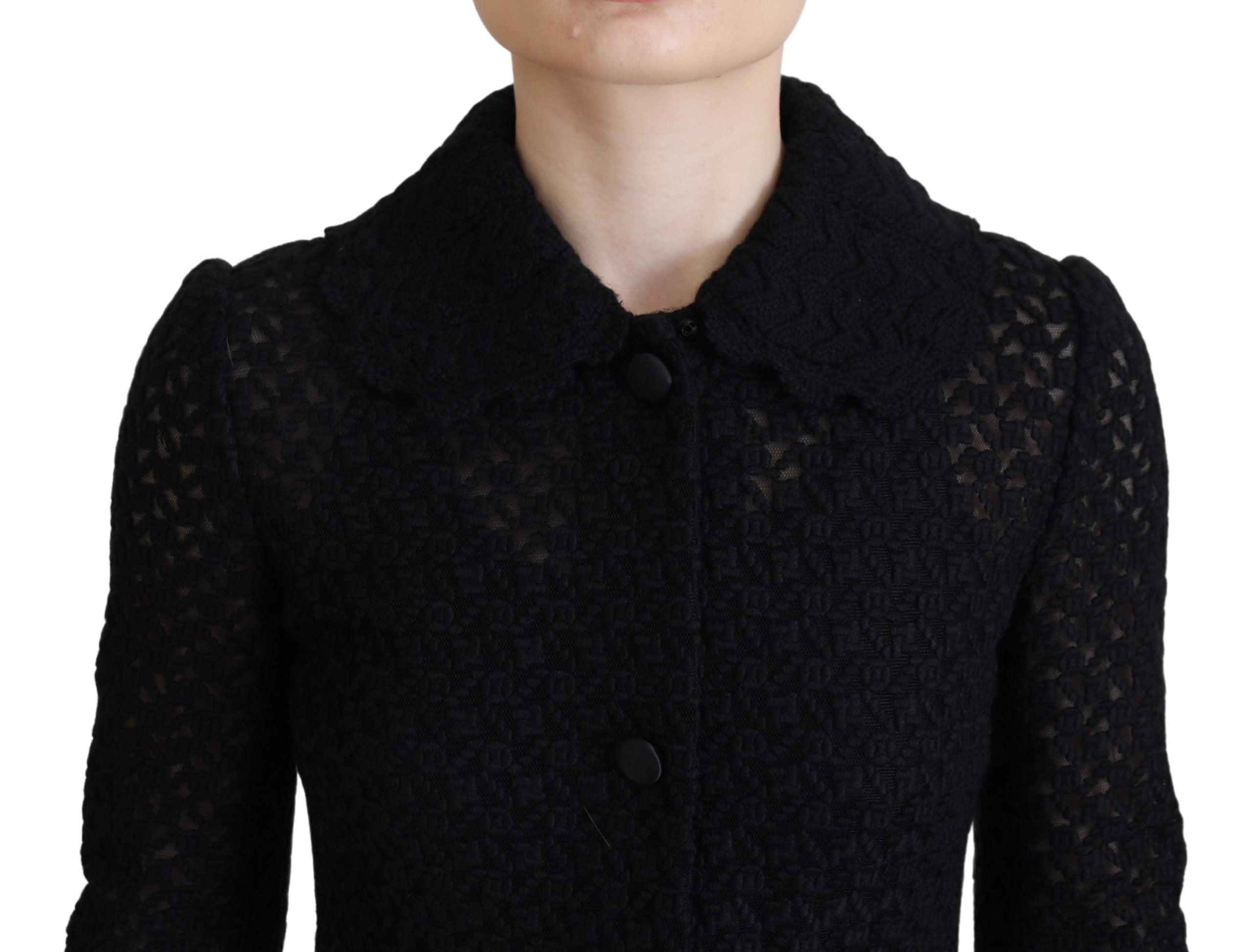 Dolce & Gabbana Black Button Down Long Blazer Cotton Jacket Dolce & Gabbana