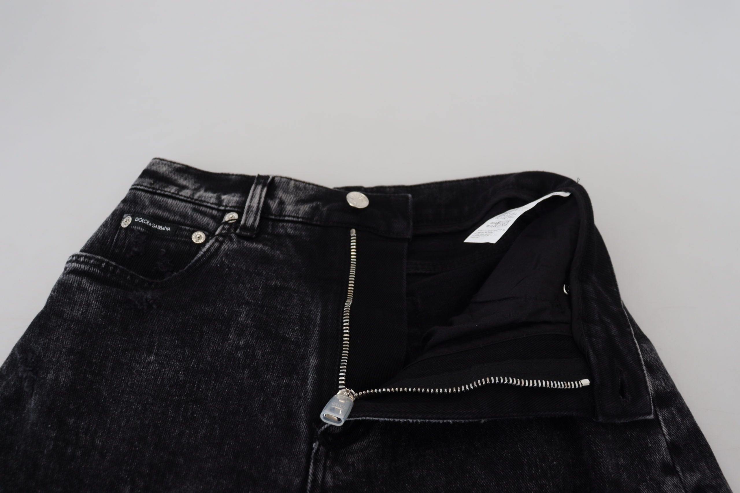 Dolce & Gabbana Black Washed Cotton High Waist Denim Jeans Dolce & Gabbana