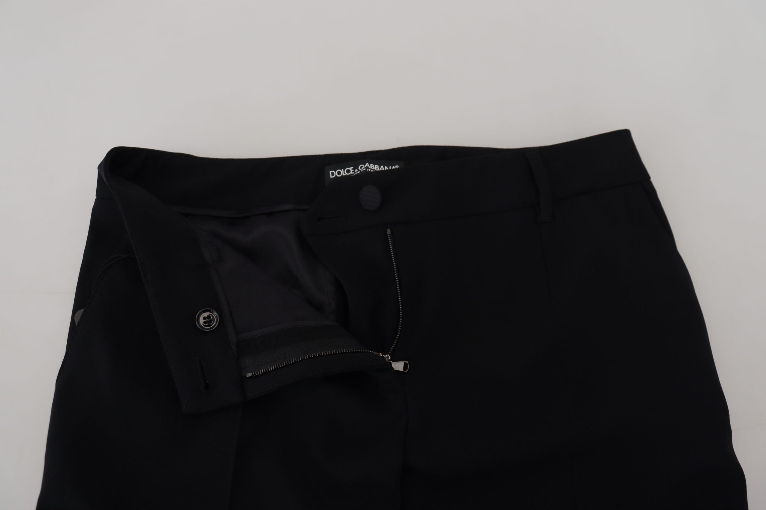Dolce & Gabbana Black Tapered Women Wool Pants Dolce & Gabbana