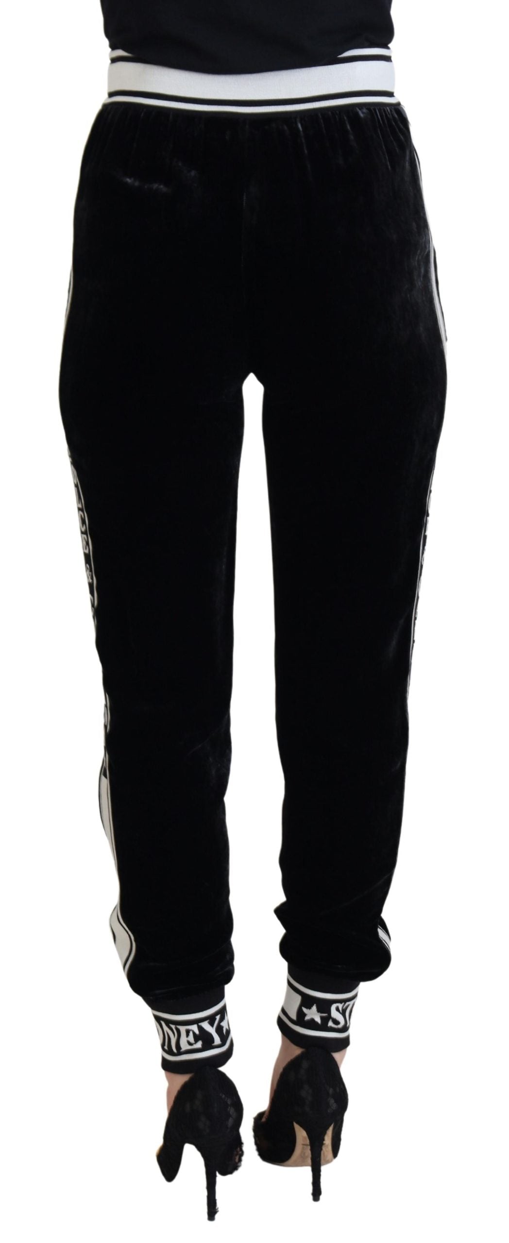 Dolce & Gabbana Black DG Logo Velvet Trouser Pants Dolce & Gabbana