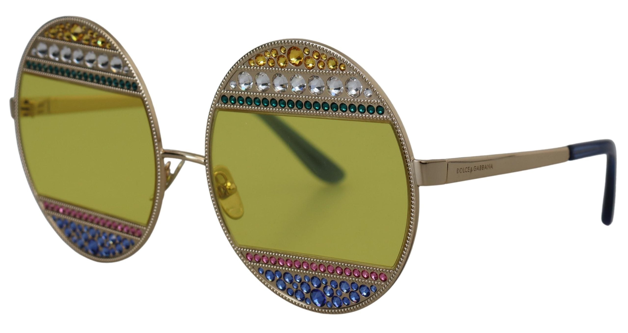 Dolce & Gabbana Gold Oval Metal Crystals Shades DG2209B Sunglasses Dolce & Gabbana