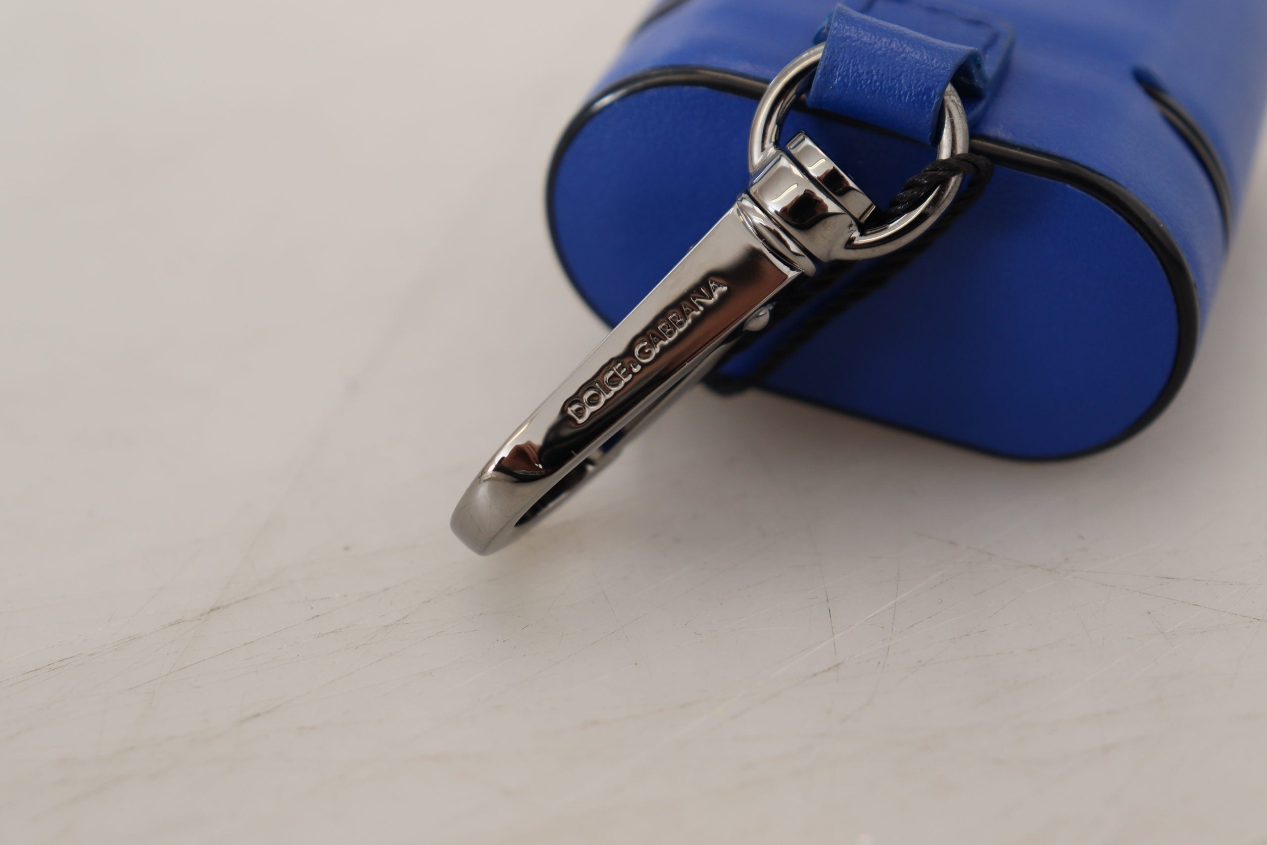 Dolce & Gabbana Blue Leather Silver Metal Logo Airpods Case Dolce & Gabbana