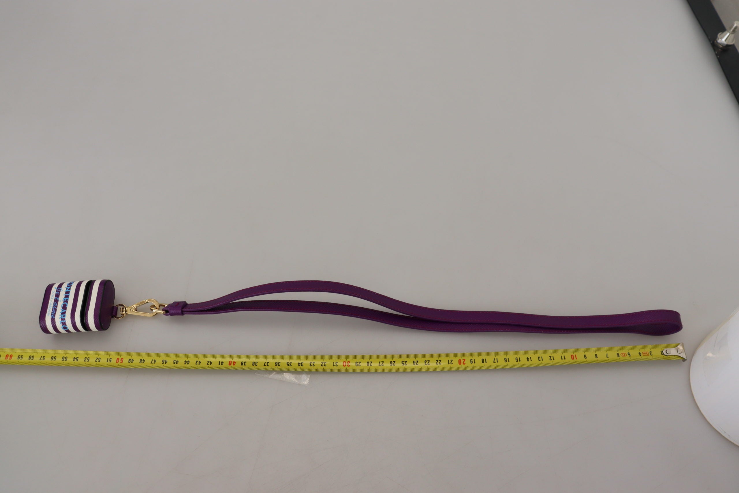 Dolce & Gabbana Purple Leather Strap Gold Metal Logo Airpods Case Dolce & Gabbana