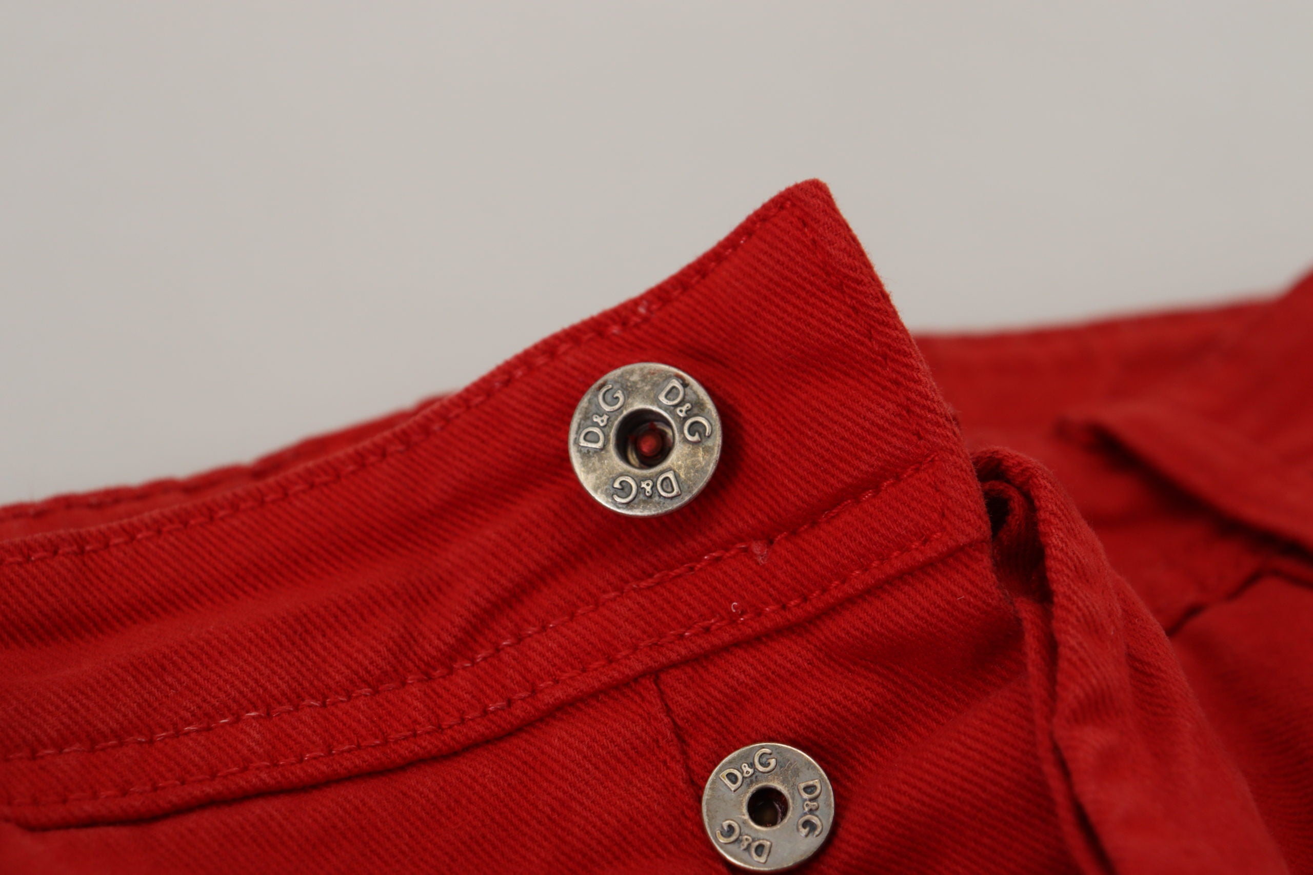 Dolce & Gabbana Red Cotton Straight Fit Men Denim Jeans Dolce & Gabbana