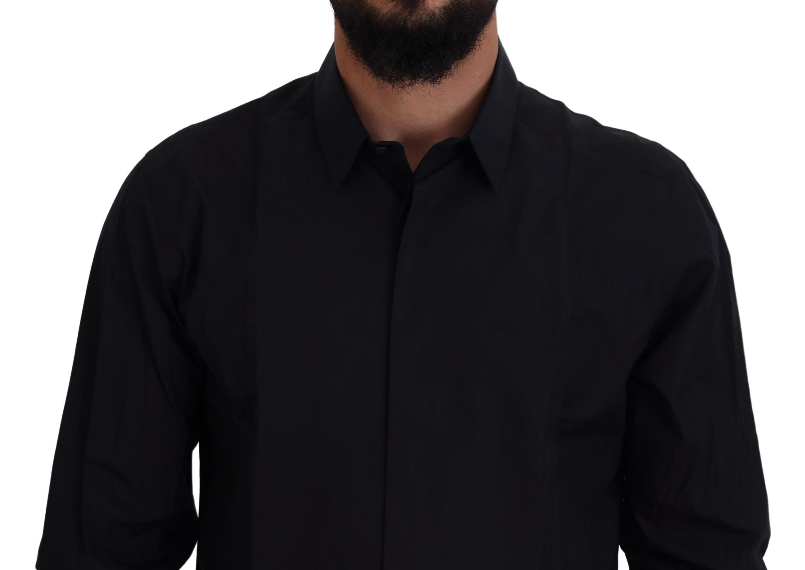 Dolce & Gabbana Black Gold Cotton Slim Fit Dress Mens Shirt Dolce & Gabbana