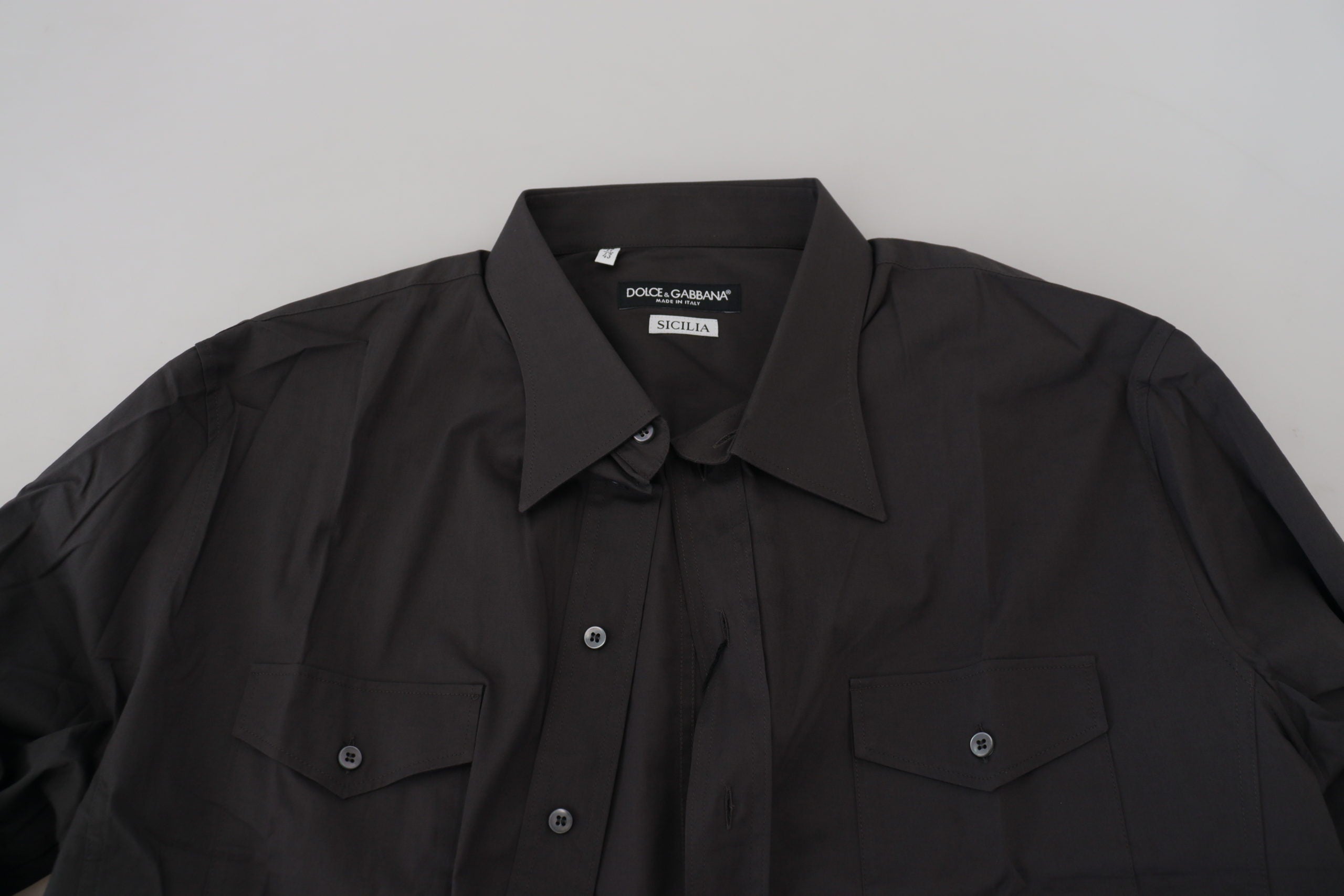 Dolce & Gabbana Gray SICILIA Slim Fit Stretch Dress Shirt Dolce & Gabbana