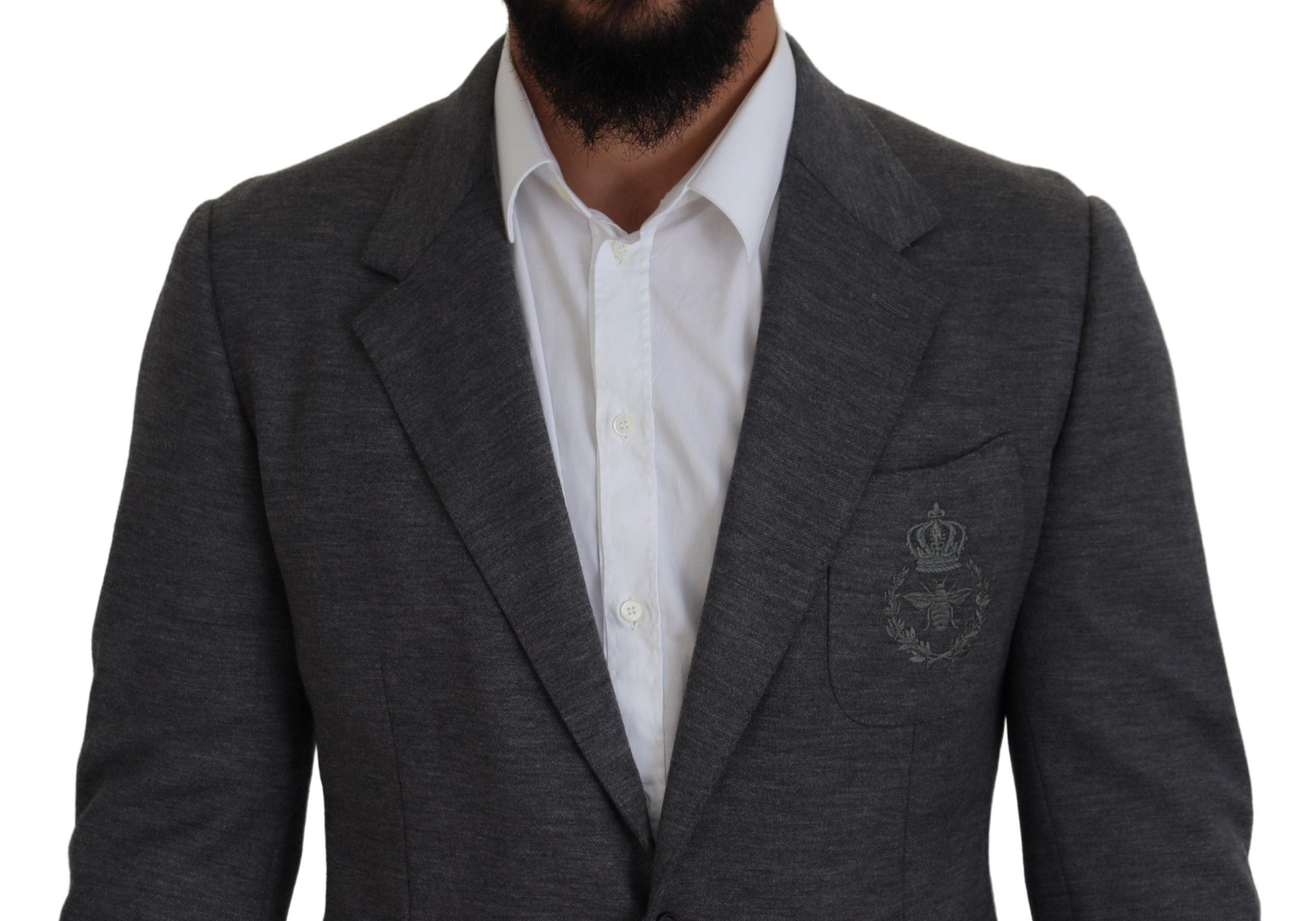 Dolce & Gabbana Gray Wool Stretch Slim Fit Jacket Blazer Dolce & Gabbana