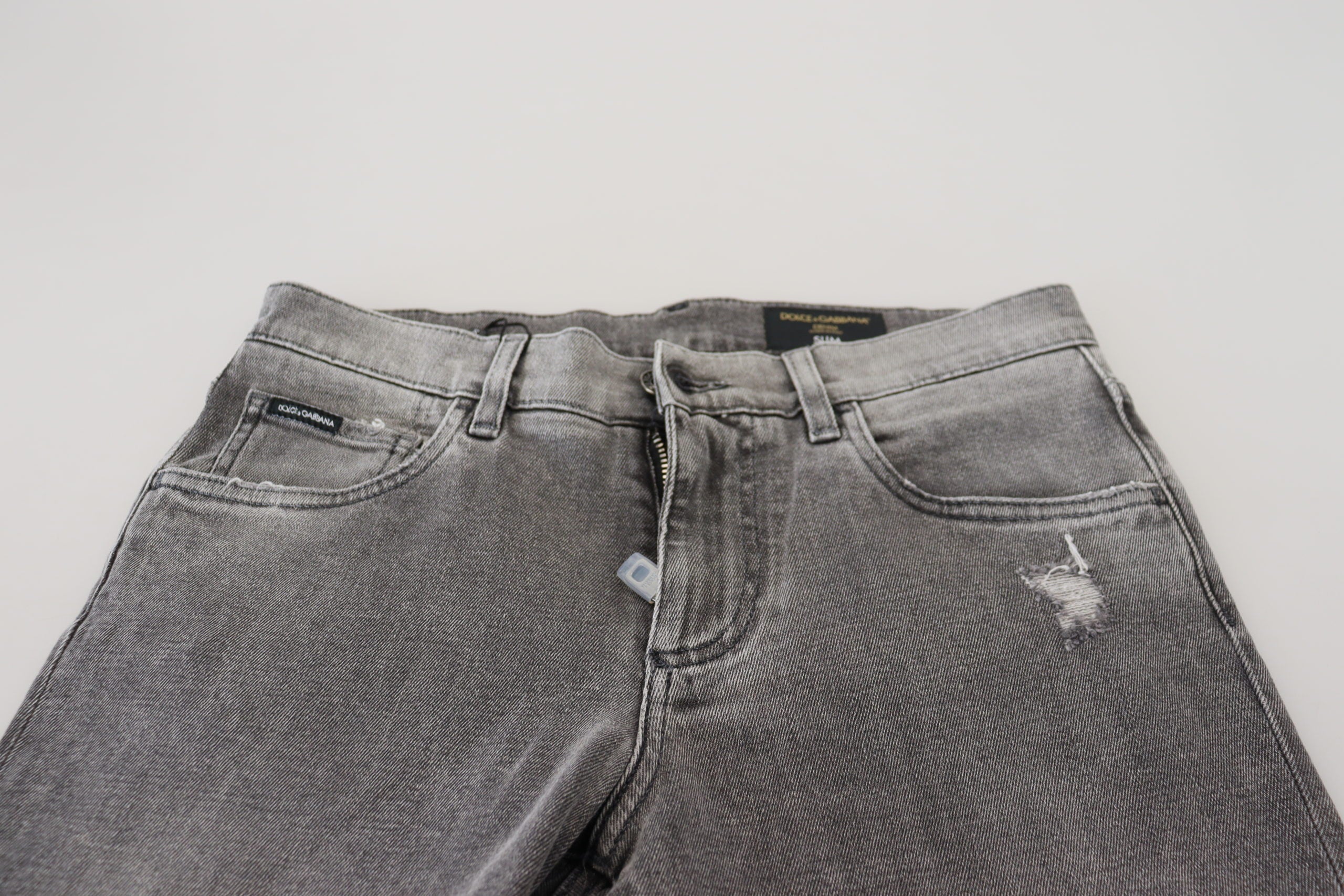 Dolce & Gabbana Grey Washed Cotton Skinny Denim Jeans Dolce & Gabbana