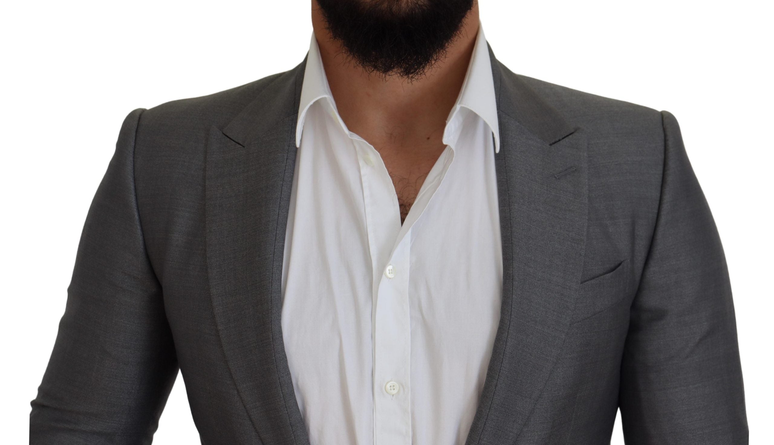 Dolce & Gabbana Gray Wool Silk Slim Fit Jacket Blazer Dolce & Gabbana
