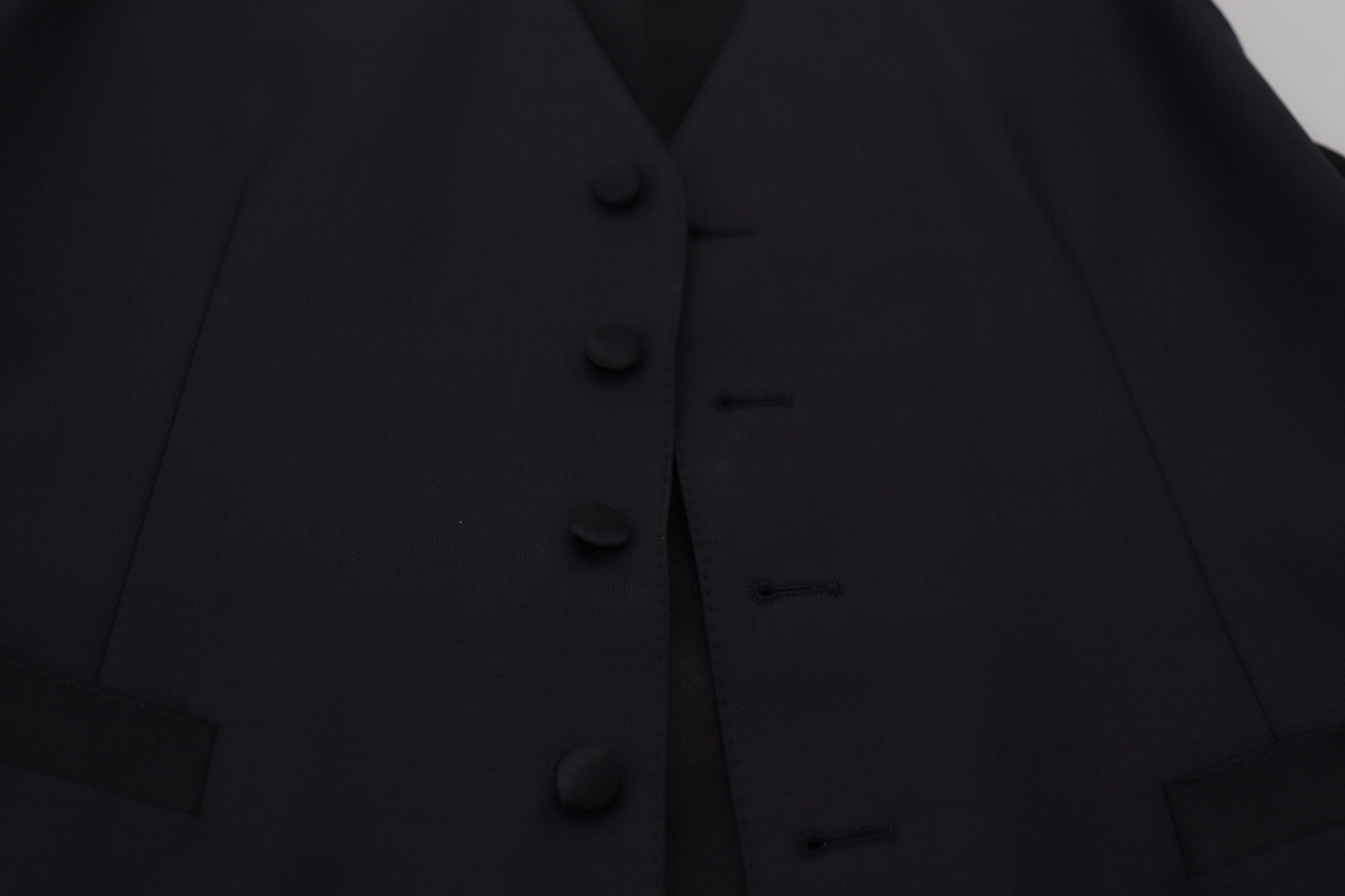 Dolce & Gabbana Black Wool Stretch Waistcoat Formal Vest Dolce & Gabbana