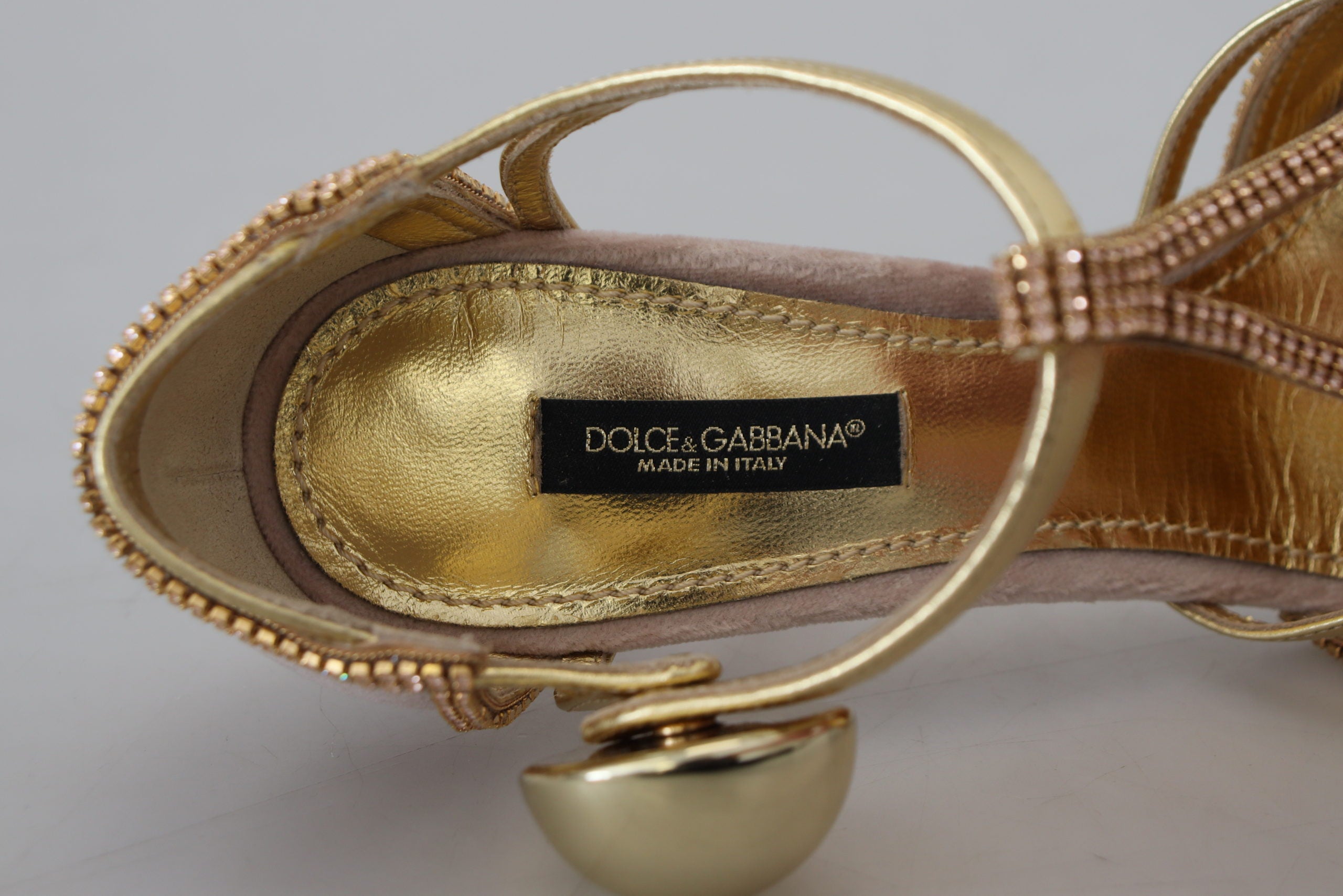Dolce & Gabbana Pink Crystal T-strap Heels Pumps Shoes Dolce & Gabbana