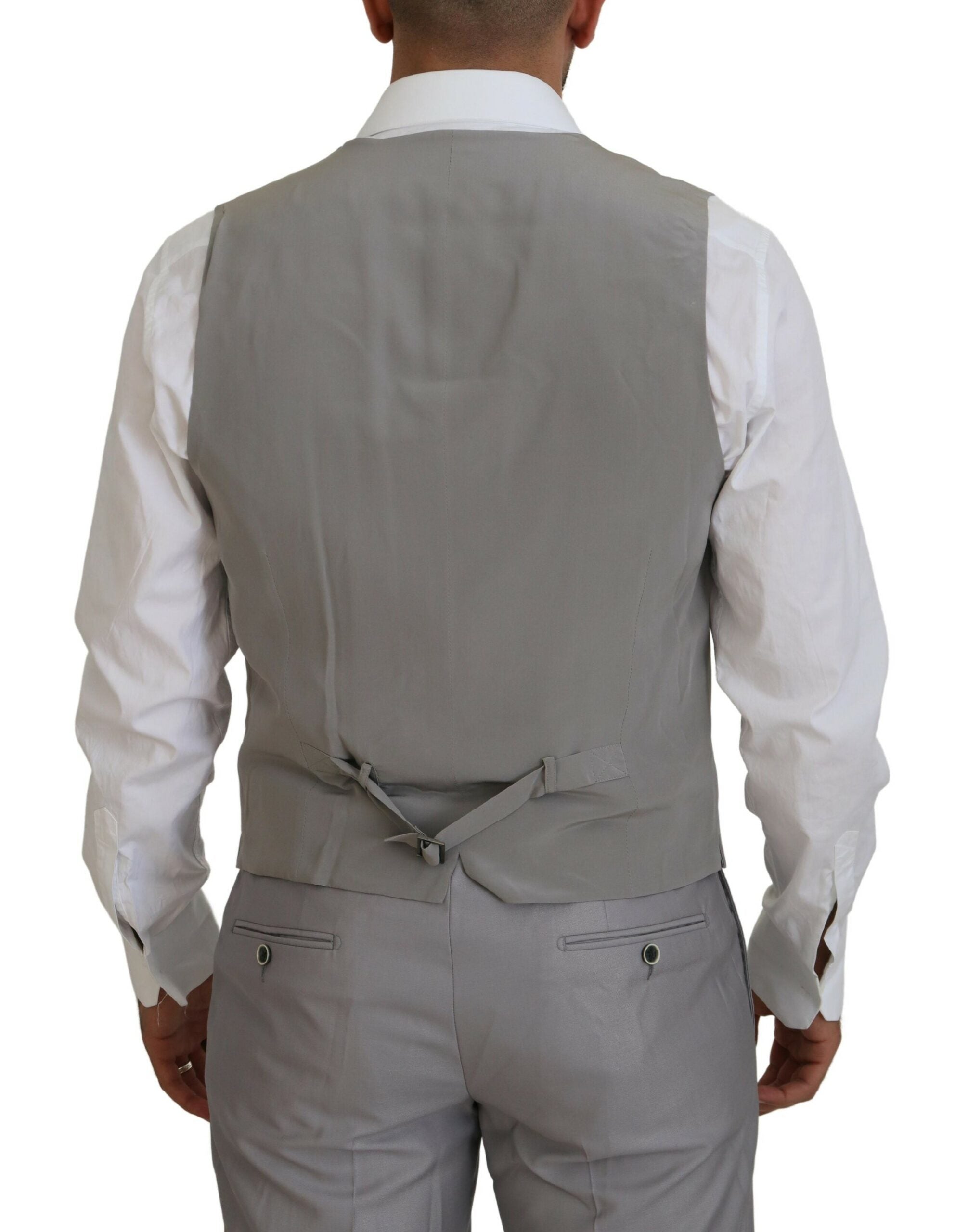 Dolce & Gabbana Silver Wool Silk 3 Piece Slim Fit Suit Dolce & Gabbana
