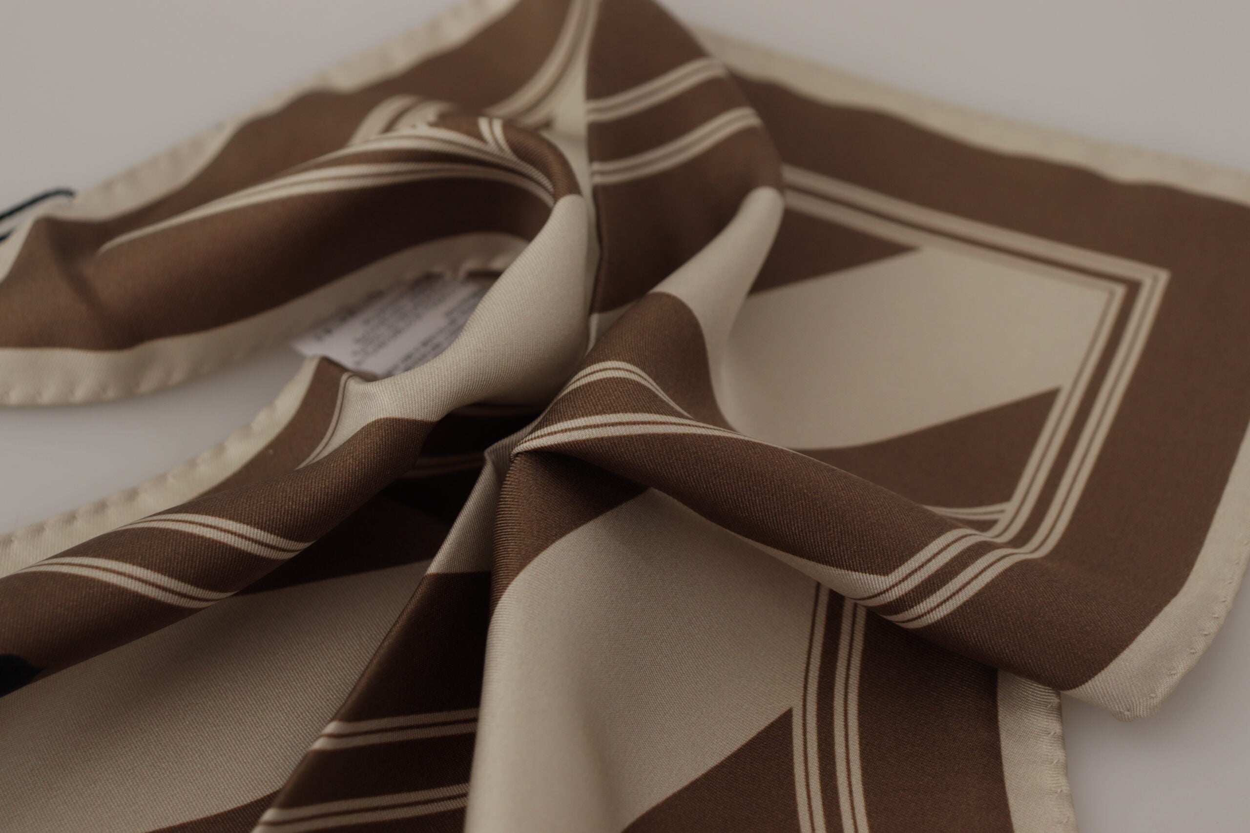 Dolce & Gabbana Brown Stripes DG Logo Square Mens Handkerchief Scarf Dolce & Gabbana