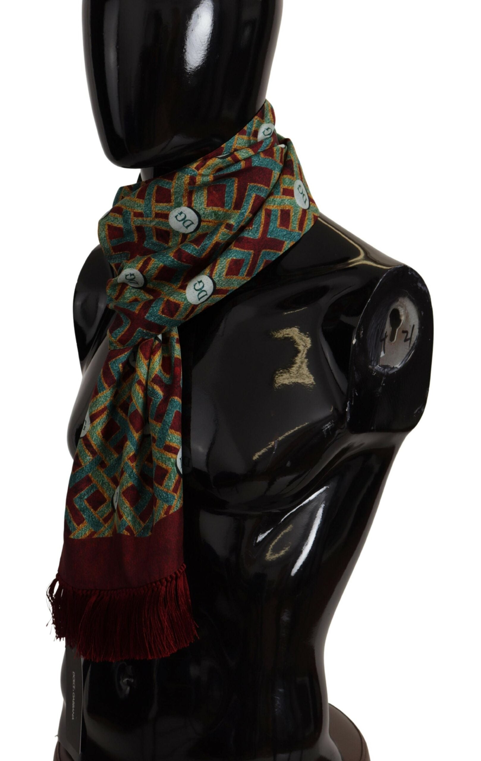 Dolce & Gabbana Multicolor DG Logo Shawl Warm Neck Wrap Fringe Scarf Dolce & Gabbana