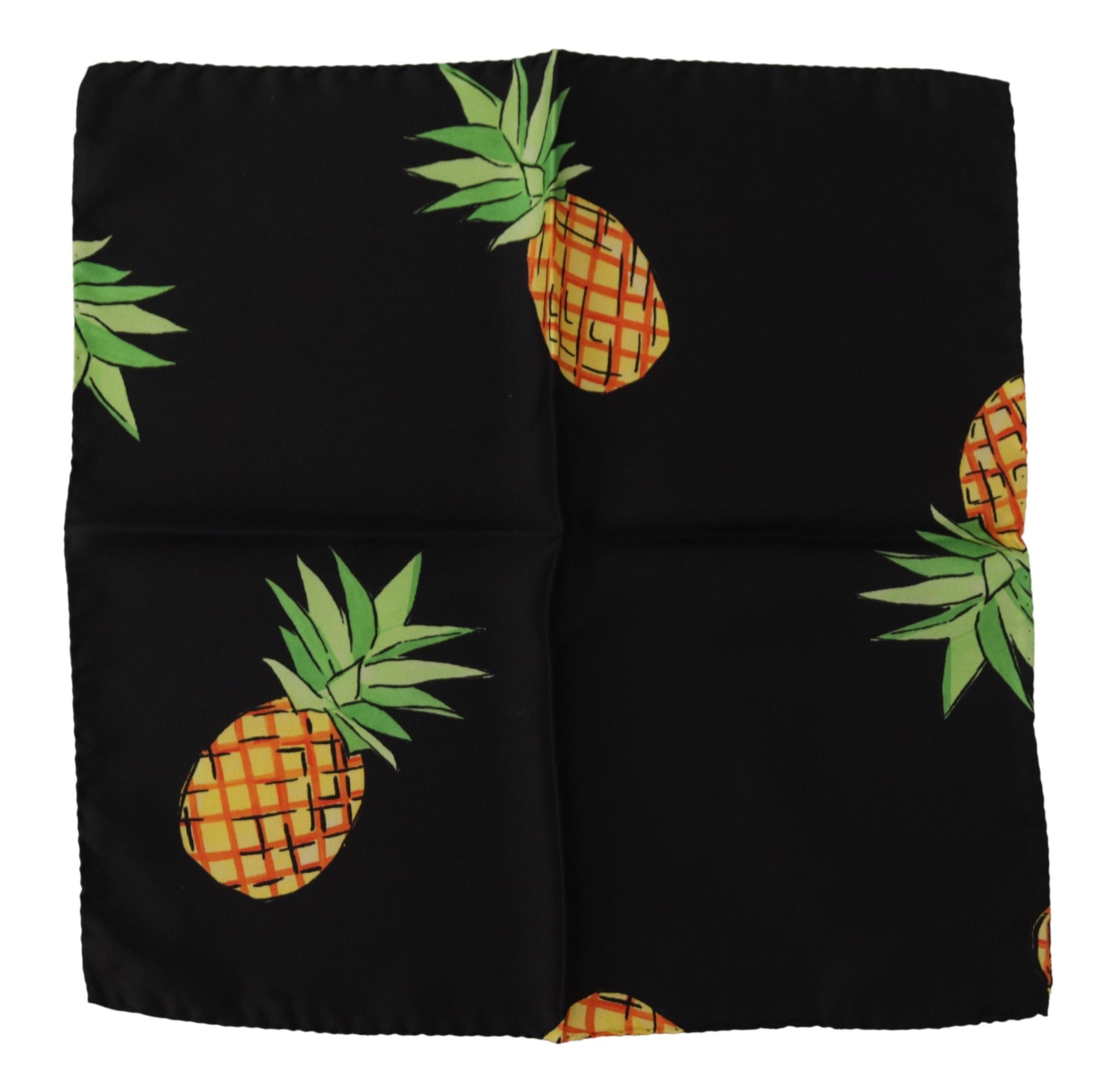 Dolce & Gabbana Black Pineapple Printed Square Handkerchief  Scarf Dolce & Gabbana