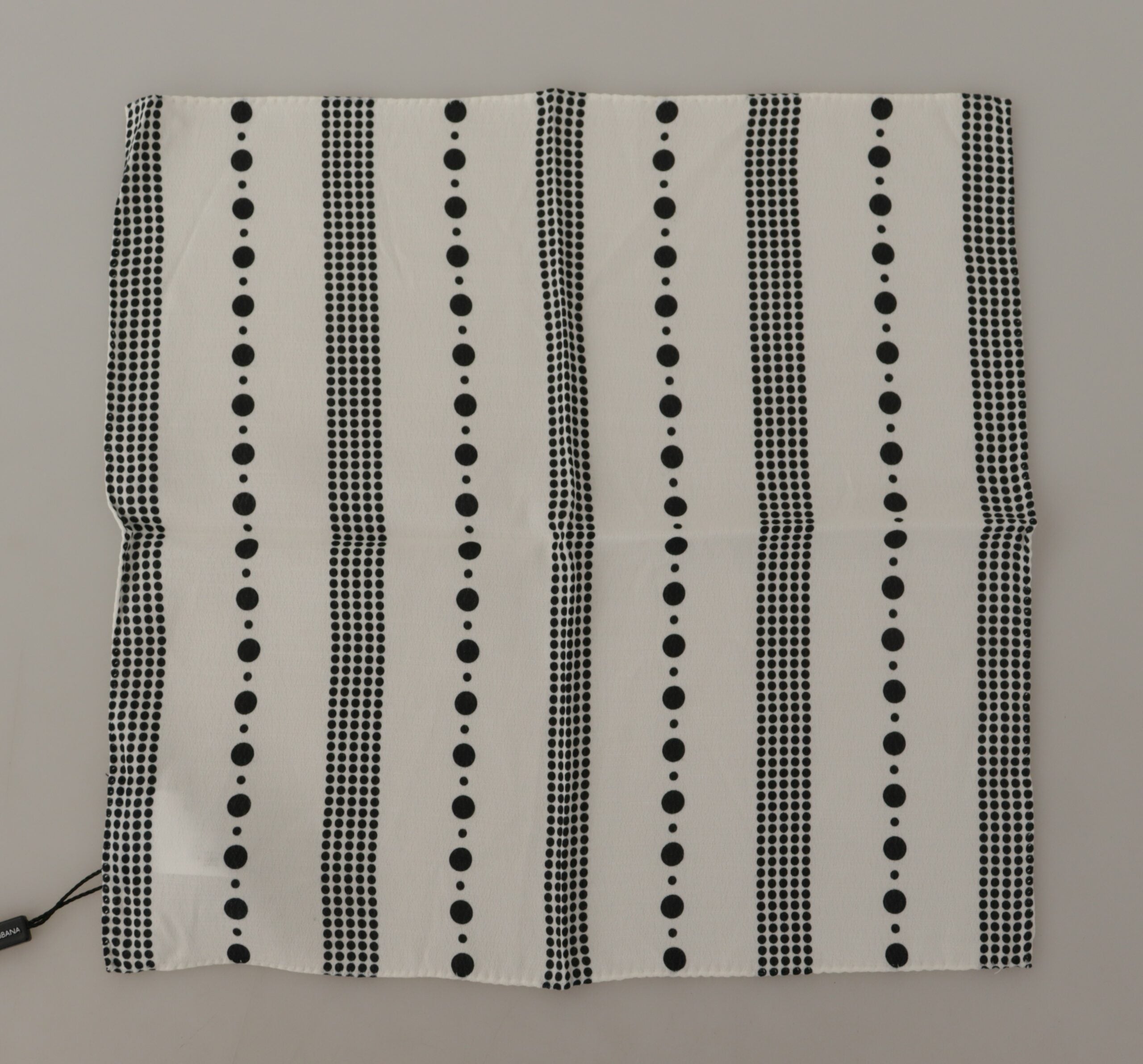 Dolce & Gabbana White Dotted Stripes Square Handkerchief Viscose Scarf Dolce & Gabbana