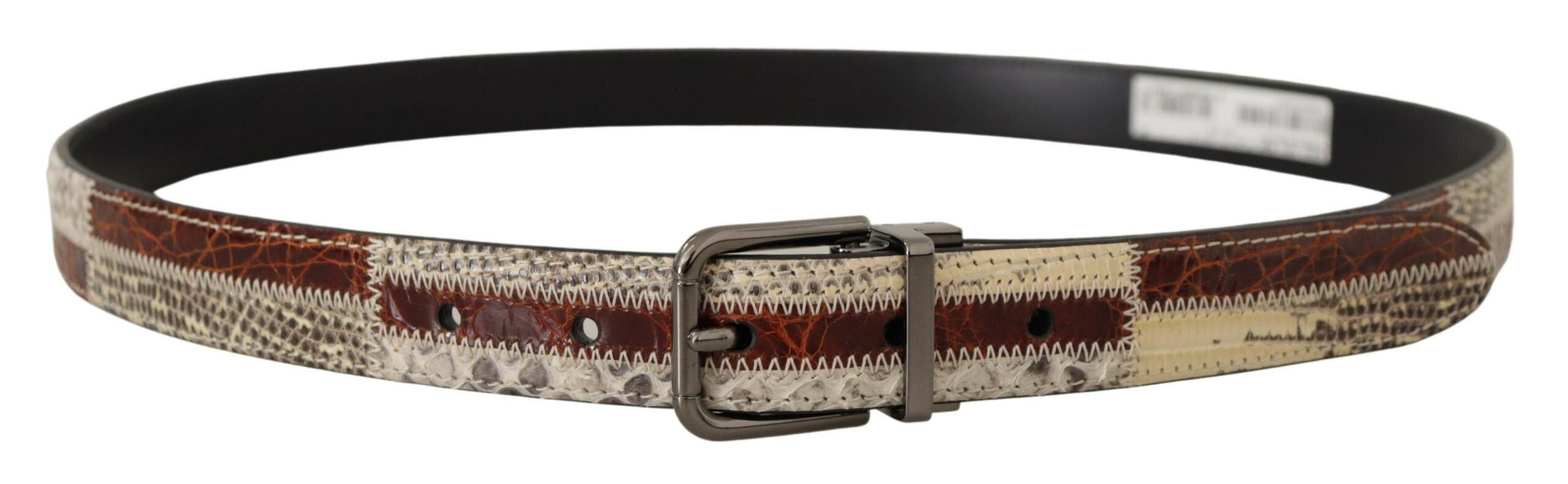 Dolce & Gabbana Multicolor Exotic Leather Patchwork Metal Belt Dolce & Gabbana