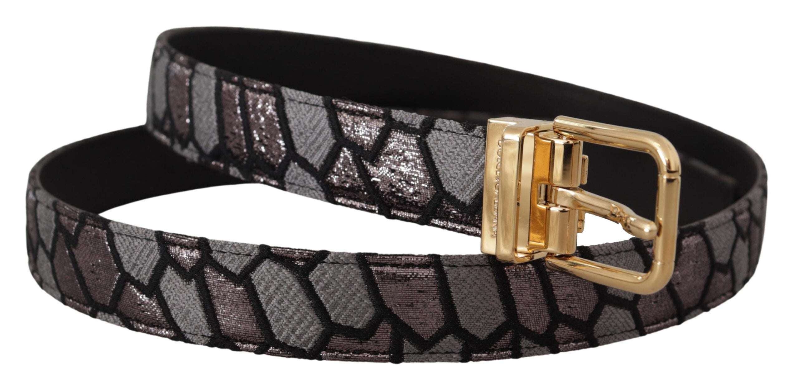 Dolce & Gabbana Multicolor Patchwork Leather Gold Jaquard Belt Dolce & Gabbana