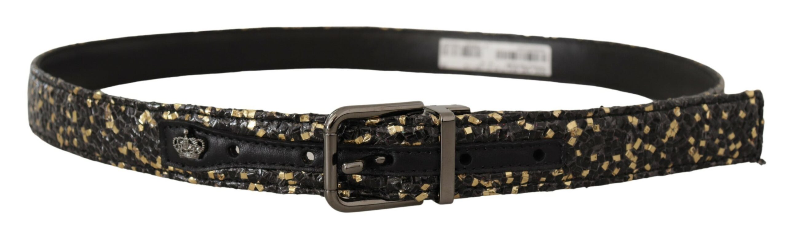 Dolce & Gabbana Gold Black Two-toned Leather Chrome Buckle Belt Dolce & Gabbana