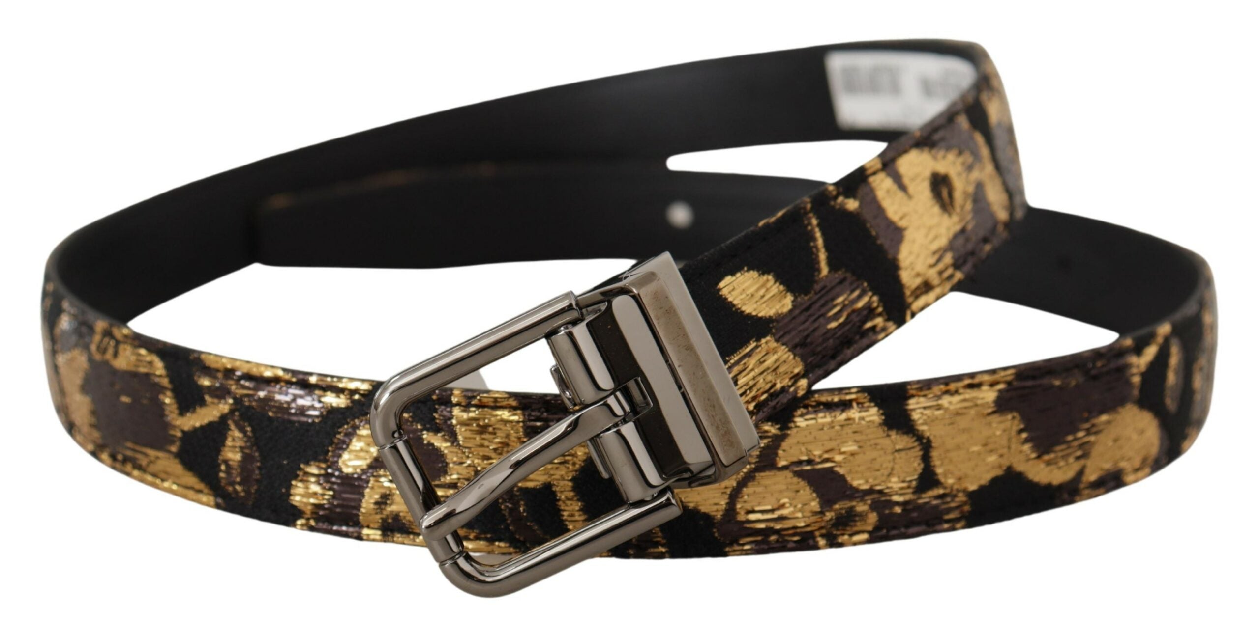 Dolce & Gabbana Multicolor Jacquard Leather Logo Metal Buckle Belt Dolce & Gabbana