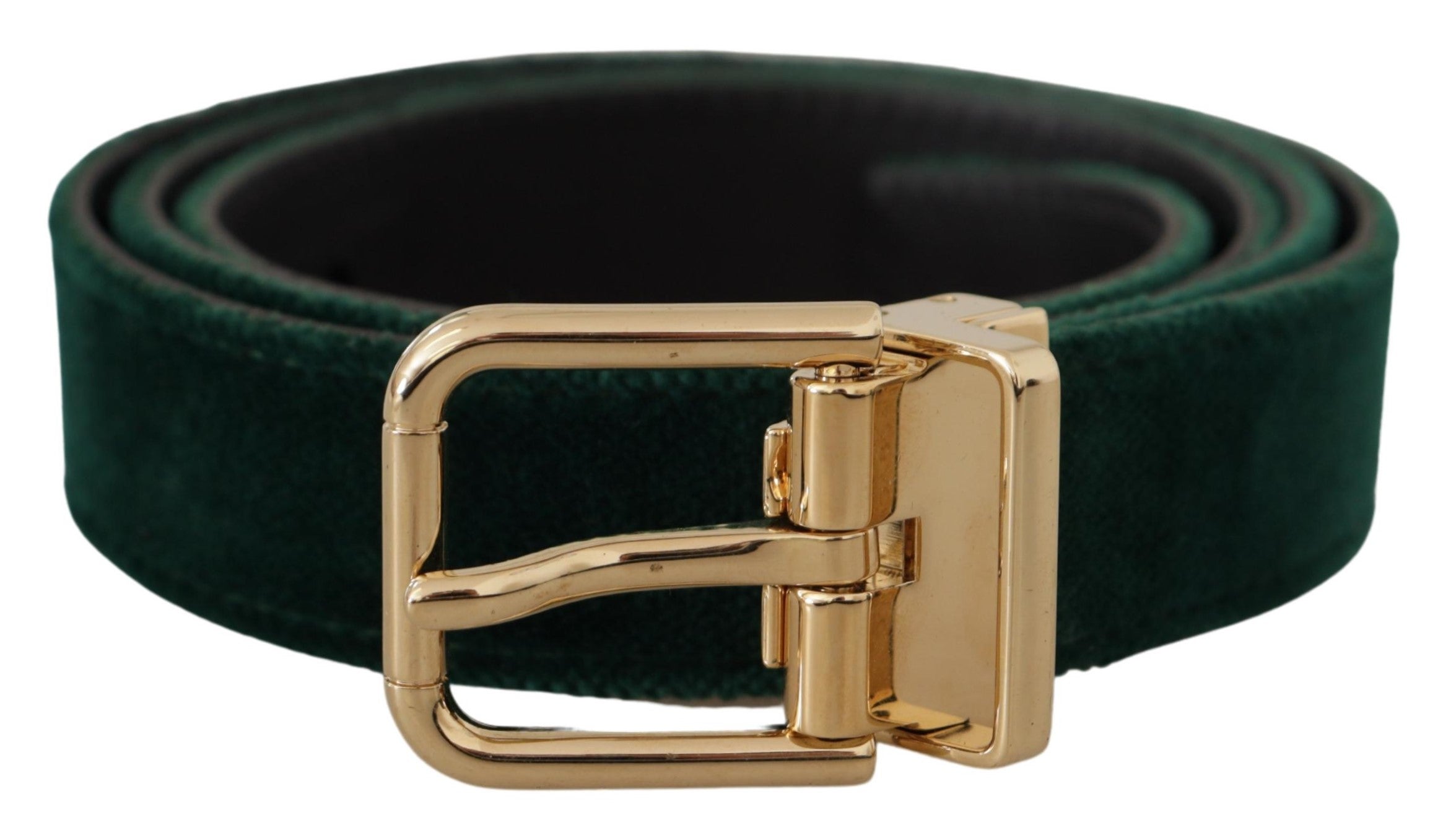 Dolce & Gabbana Green Velvet Leather Gold Metal Logo Belt Dolce & Gabbana