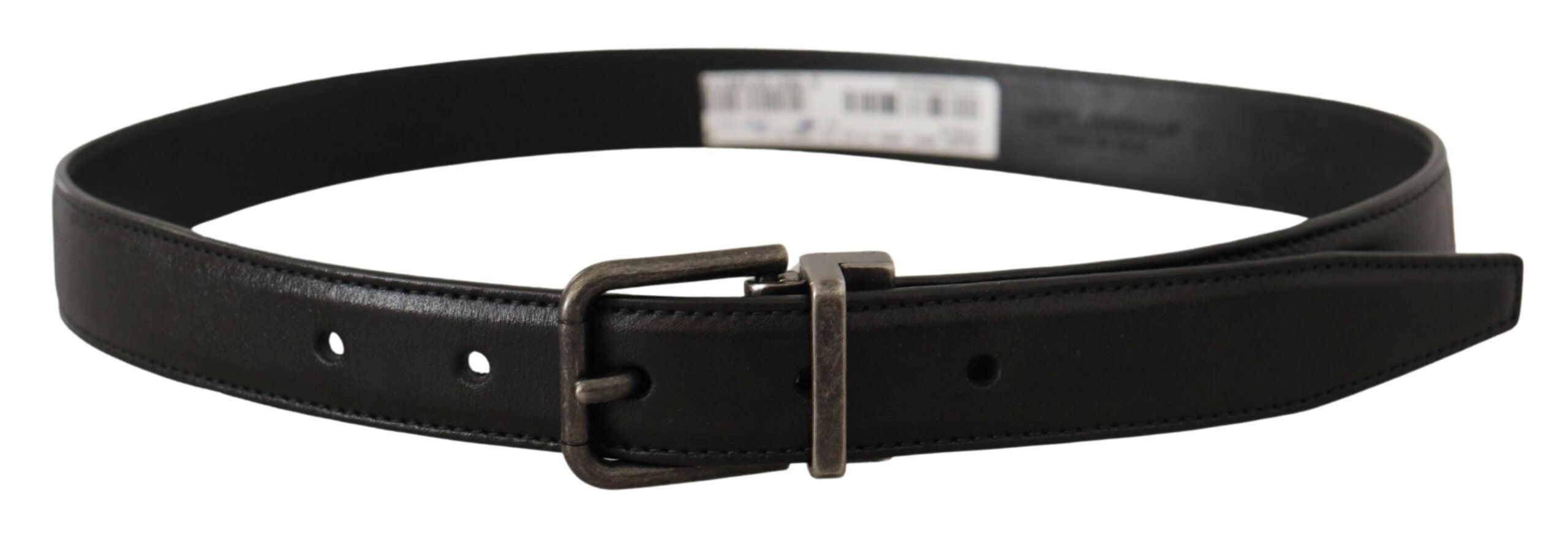 Dolce & Gabbana Black Calf Leather Logo Metal Buckle Belt Dolce & Gabbana