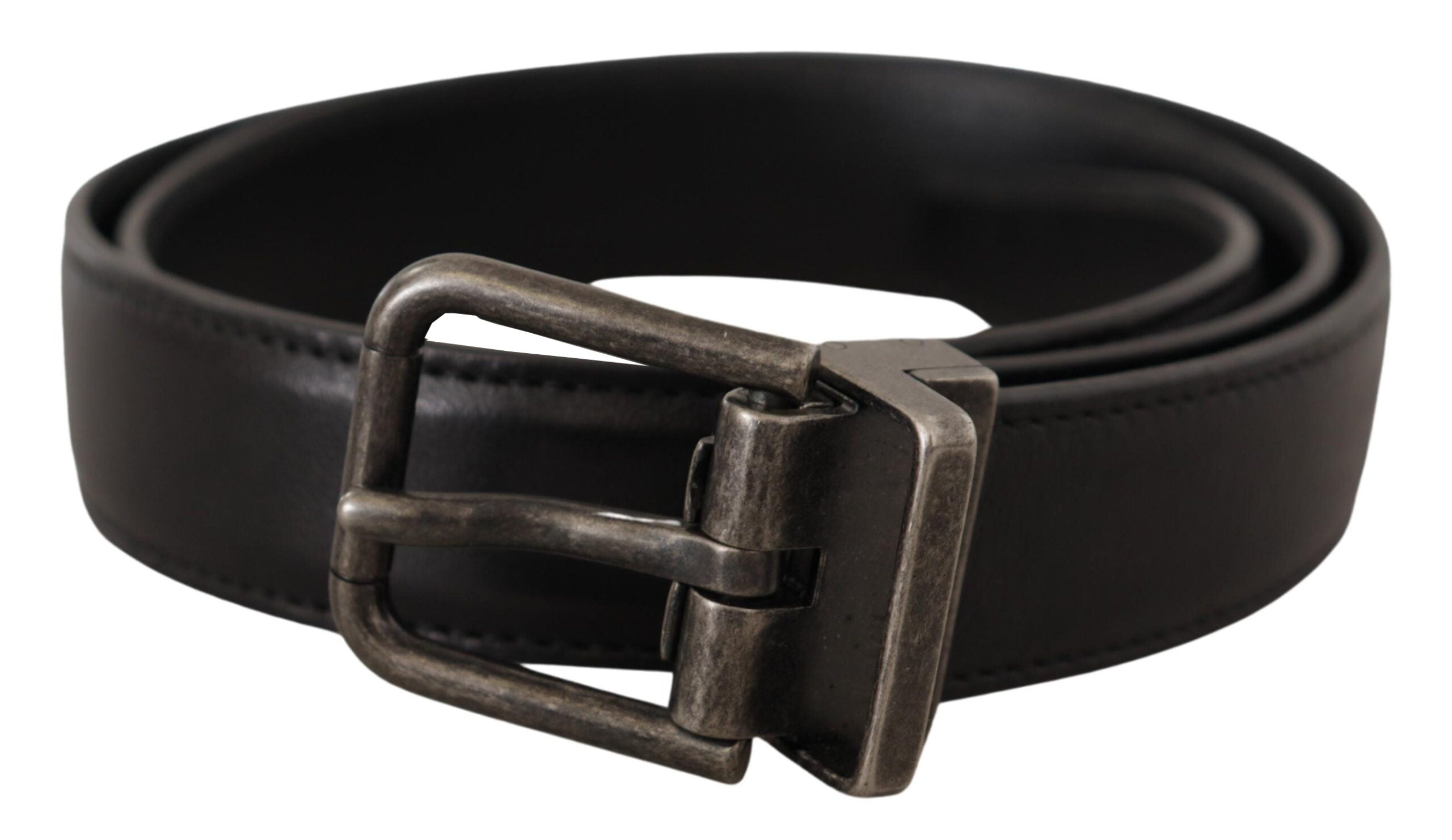 Dolce & Gabbana Black Calf Leather Logo Metal Buckle Belt Dolce & Gabbana