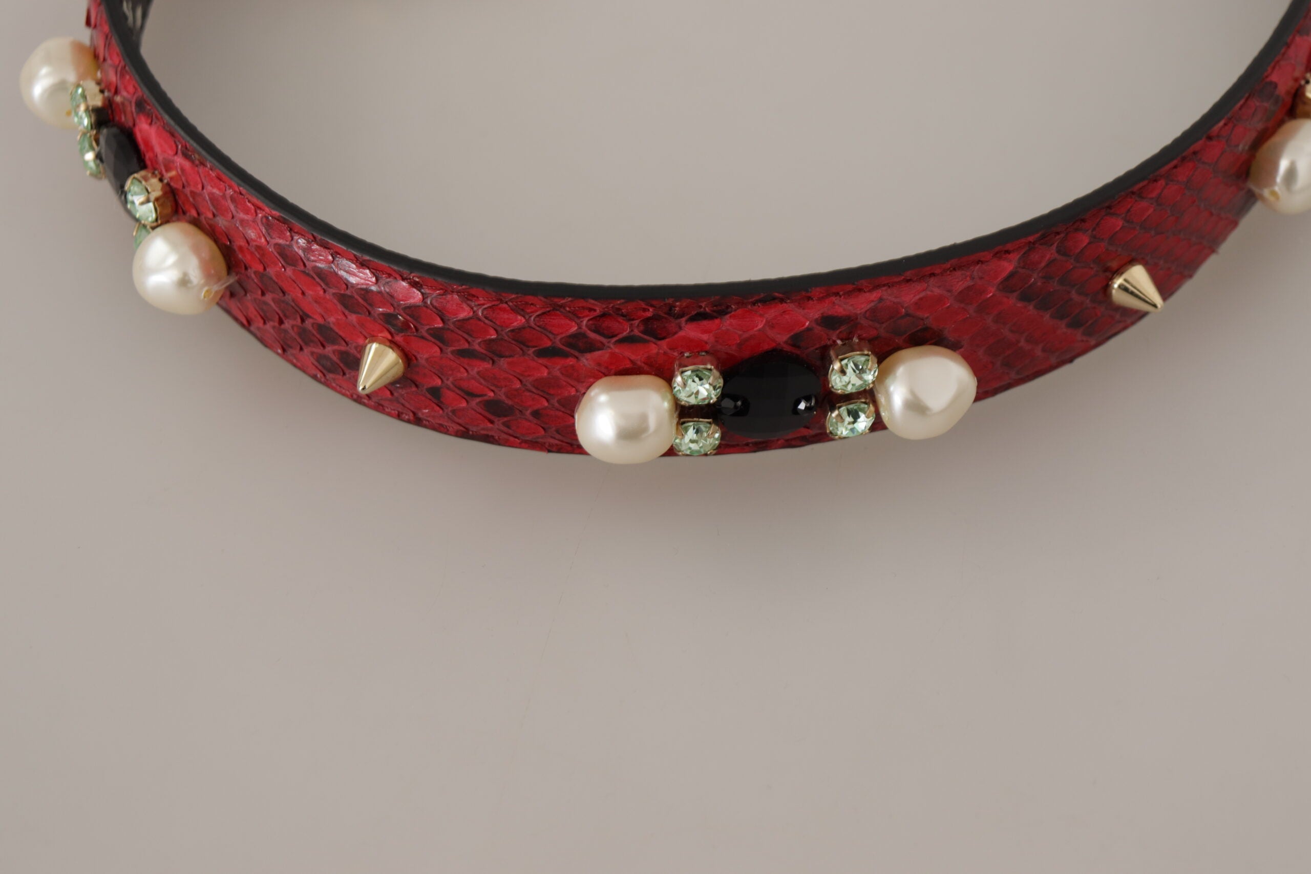 Dolce & Gabbana Red Exotic Leather Crystals Bag Shoulder Strap Dolce & Gabbana