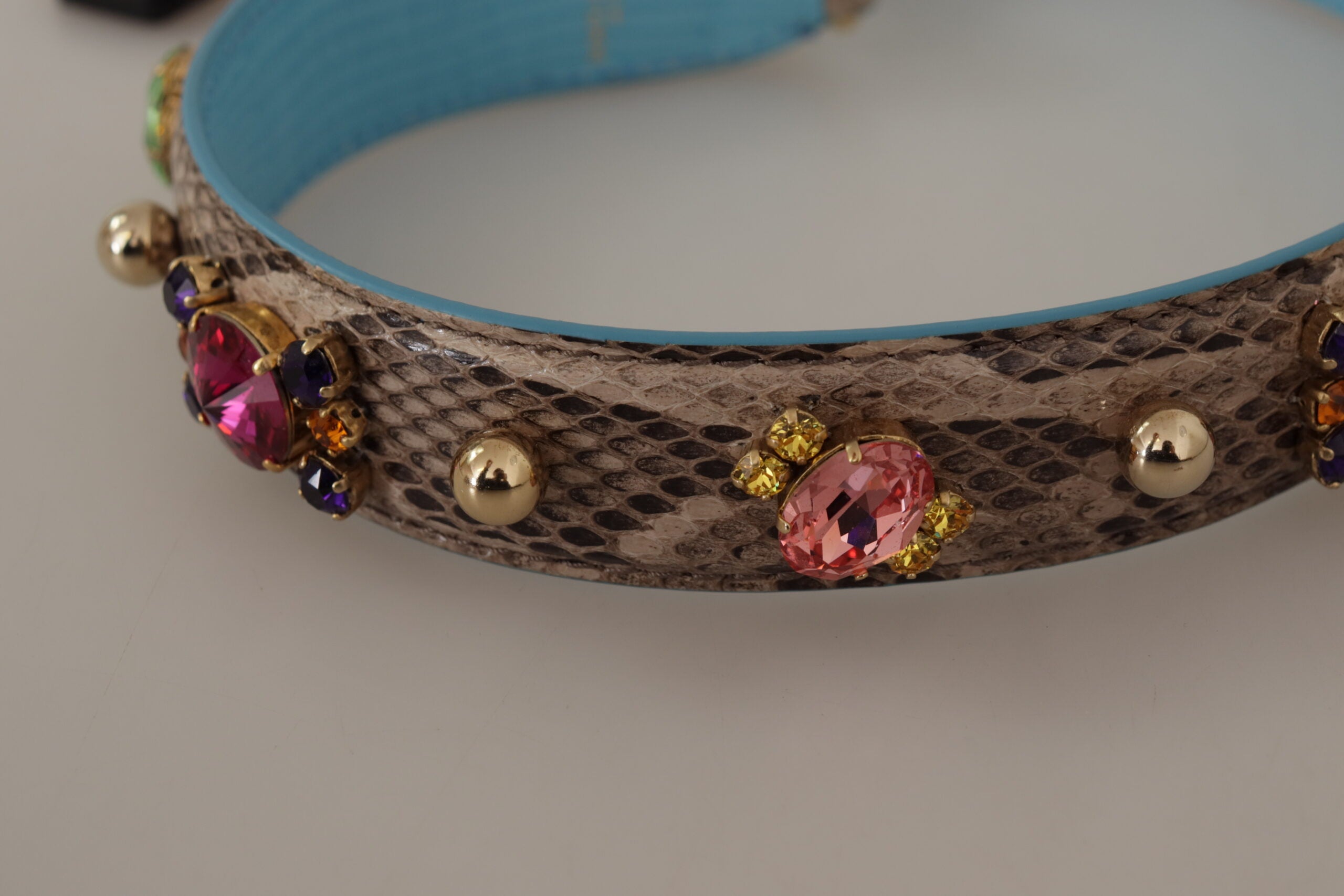 Dolce & Gabbana Brown Exotic Leather Crystals Shoulder Strap Dolce & Gabbana