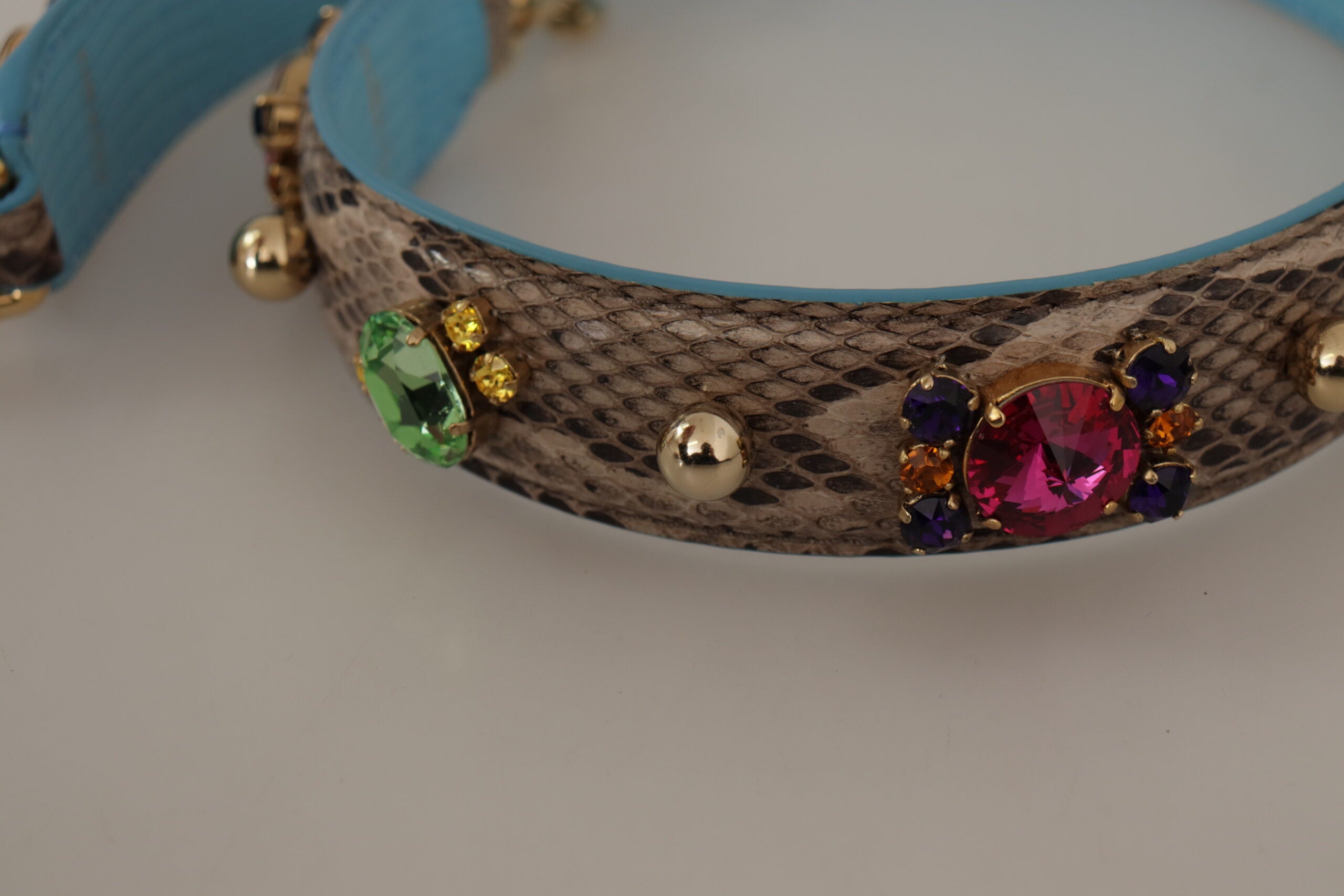 Dolce & Gabbana Brown Exotic Leather Crystals Shoulder Strap Dolce & Gabbana