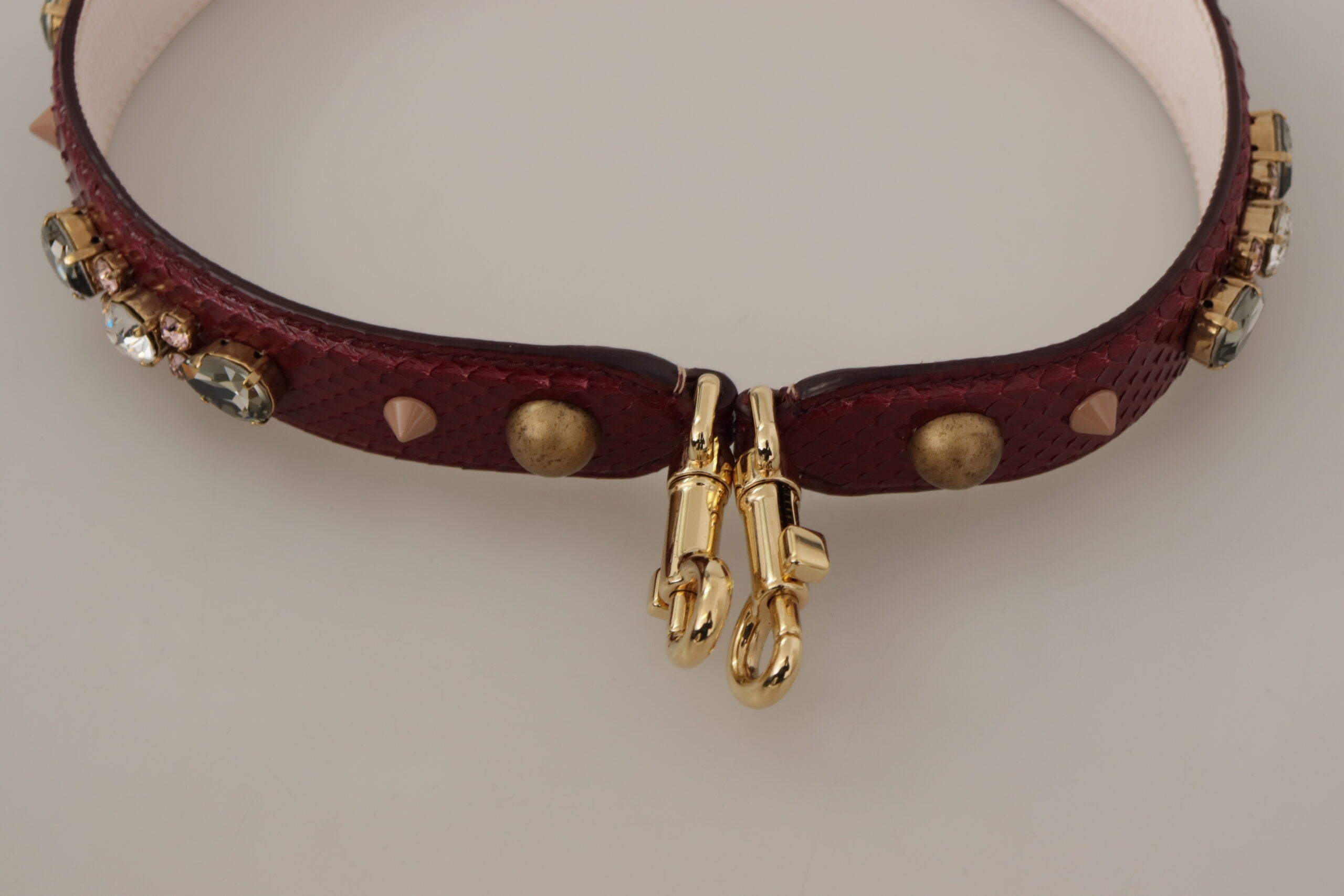 Dolce & Gabbana Bordeaux Leather Crystals Bag Shoulder Strap Dolce & Gabbana